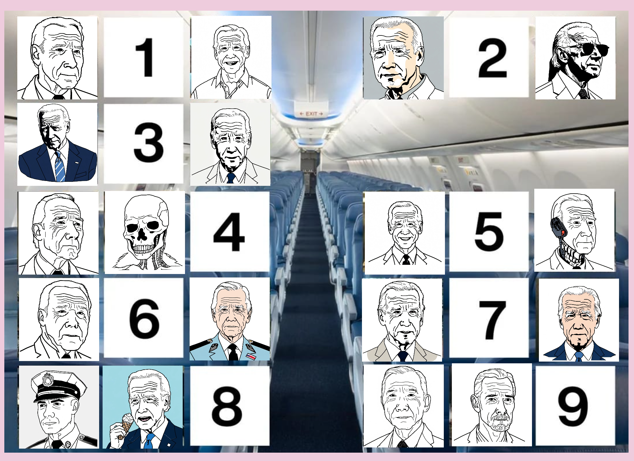 Output for the Glif "Wojak stuck on a plane"