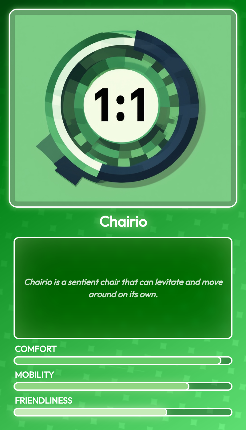 Output for the Glif "Pet Trading Card Designer"