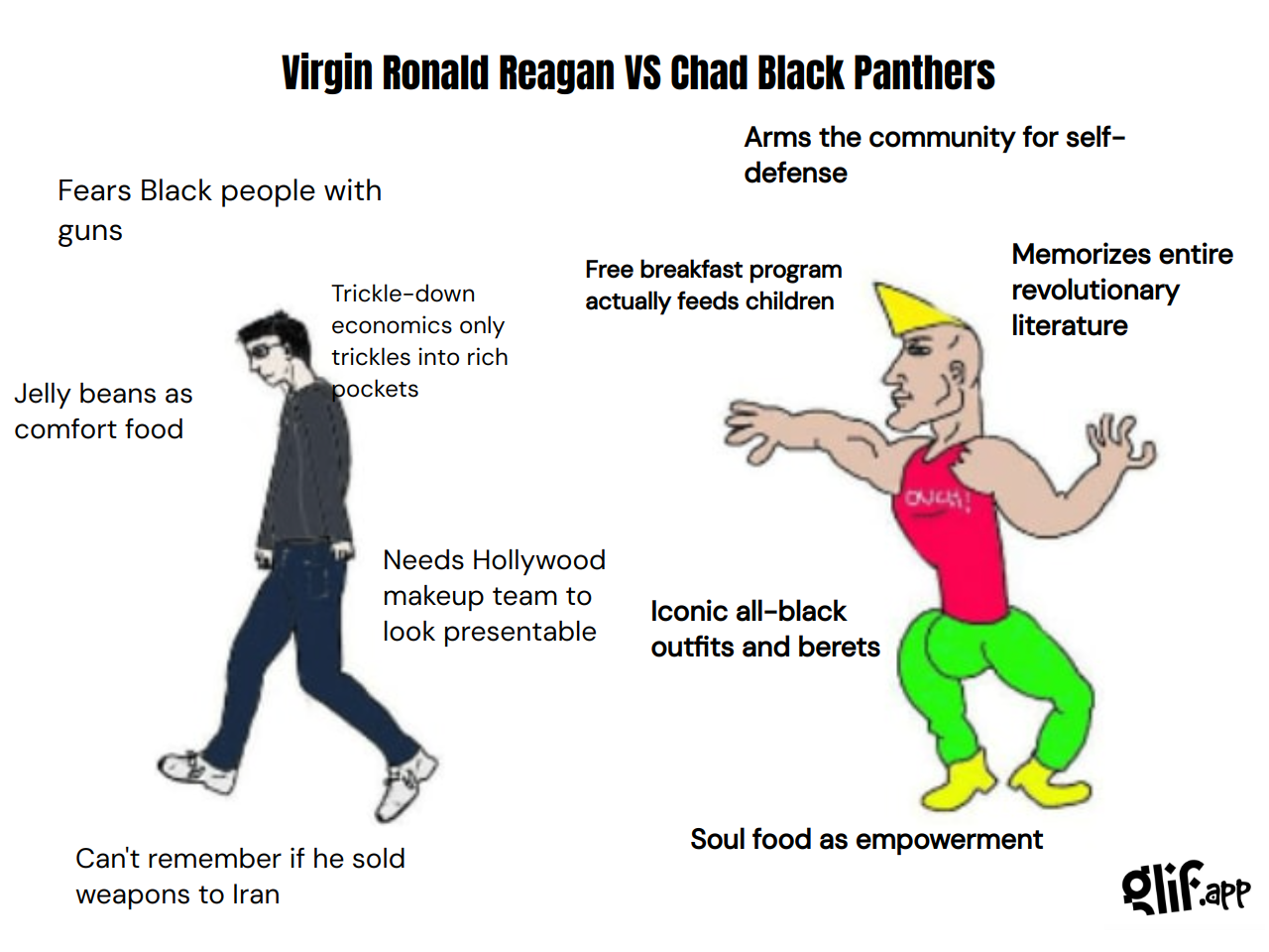 Output for the Glif "Virgin vs Chad Meme Generator"