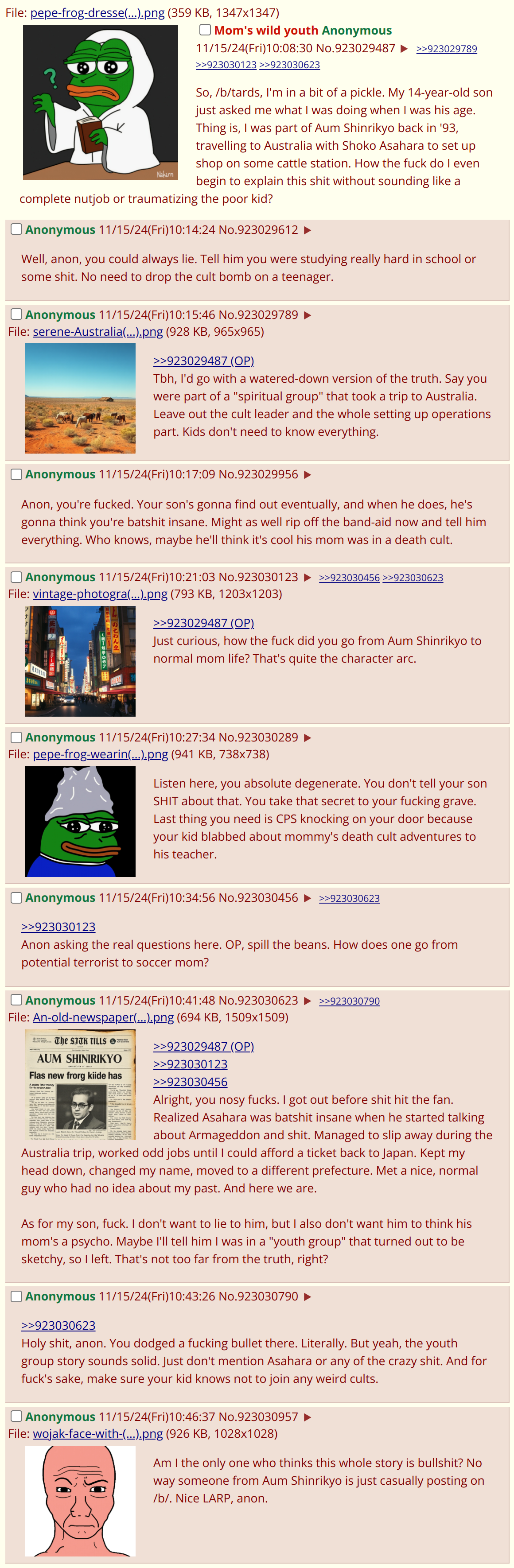 Output for the Glif "4chan threadshot generator (mobile version)"