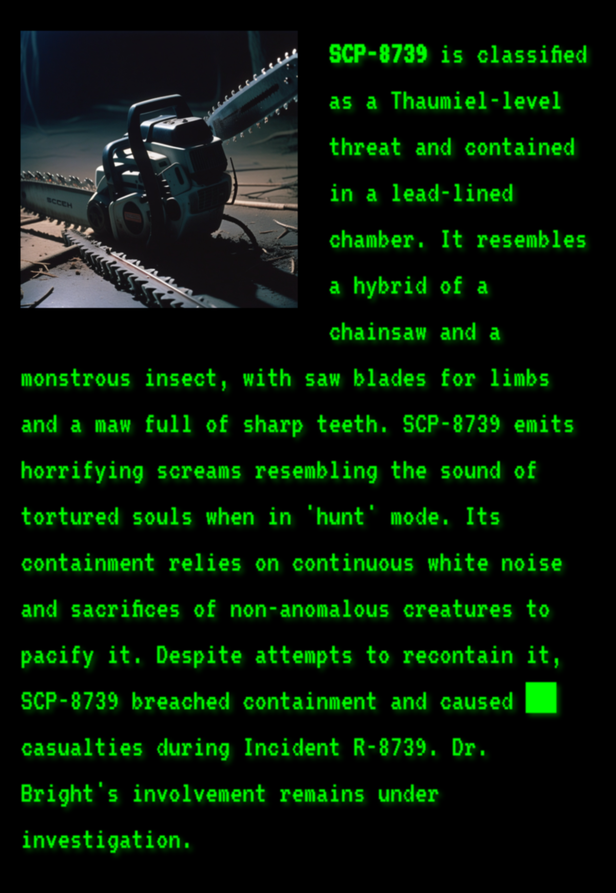 Output for the Glif "SCP Foundation Generator"