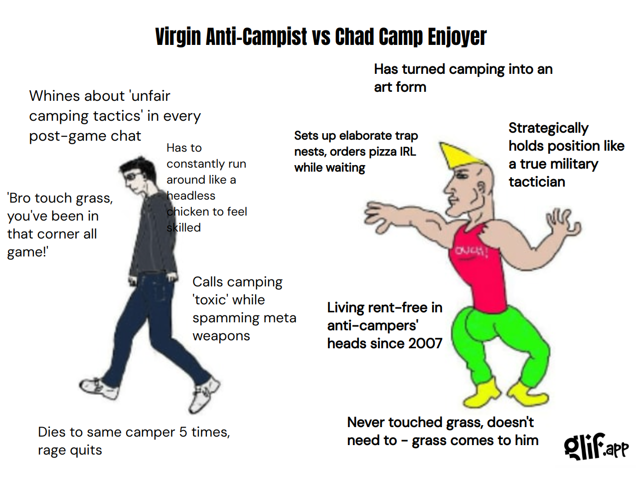 Output for the Glif "Virgin vs Chad Meme Generator"