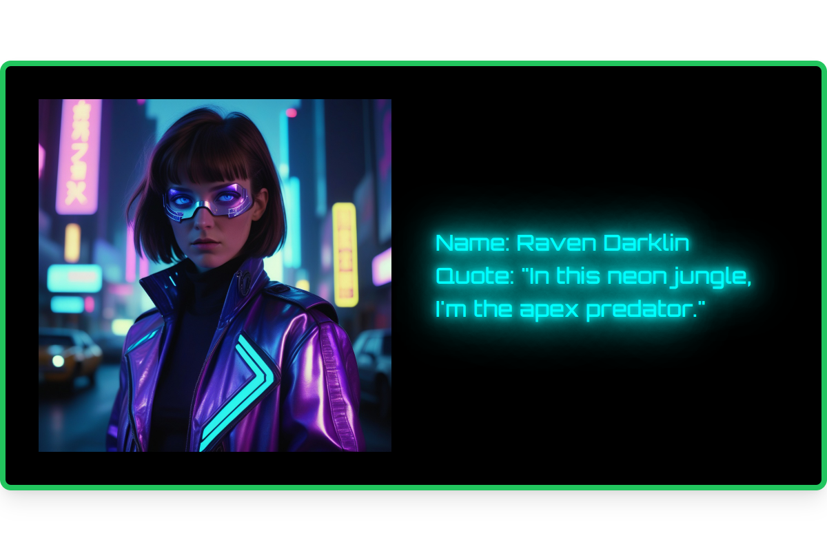 Output for the Glif "Cyberpunk Character Generator"