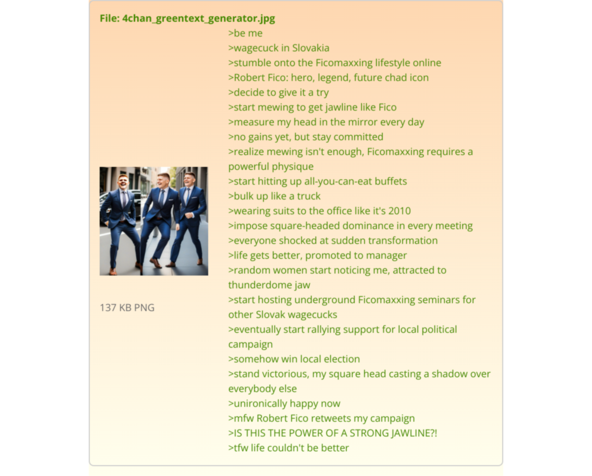 Output for the Glif "4Chan Greentext Generator (but Image Works)"