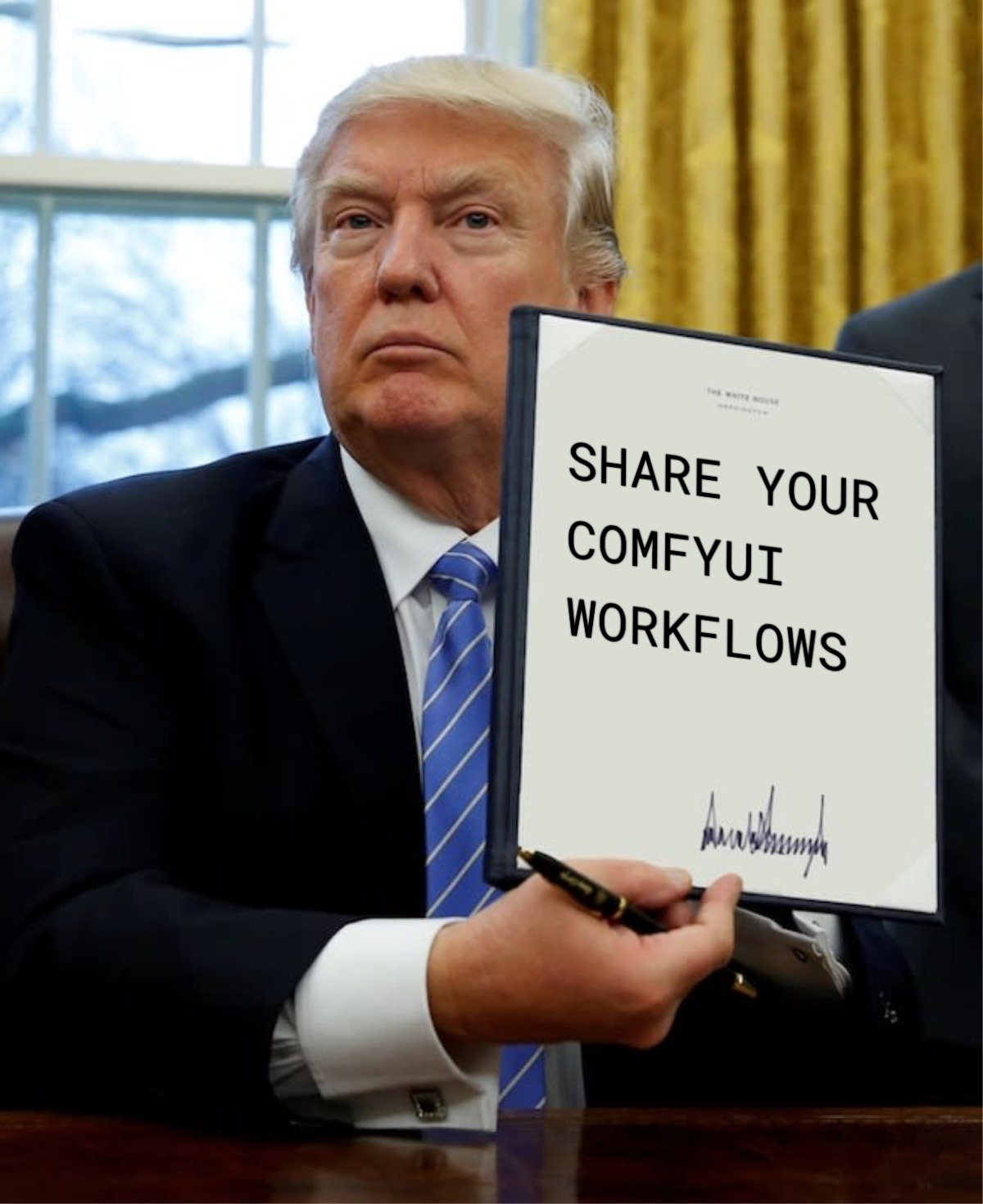 Output for the Glif "Trump Executive Order Meme Maker"