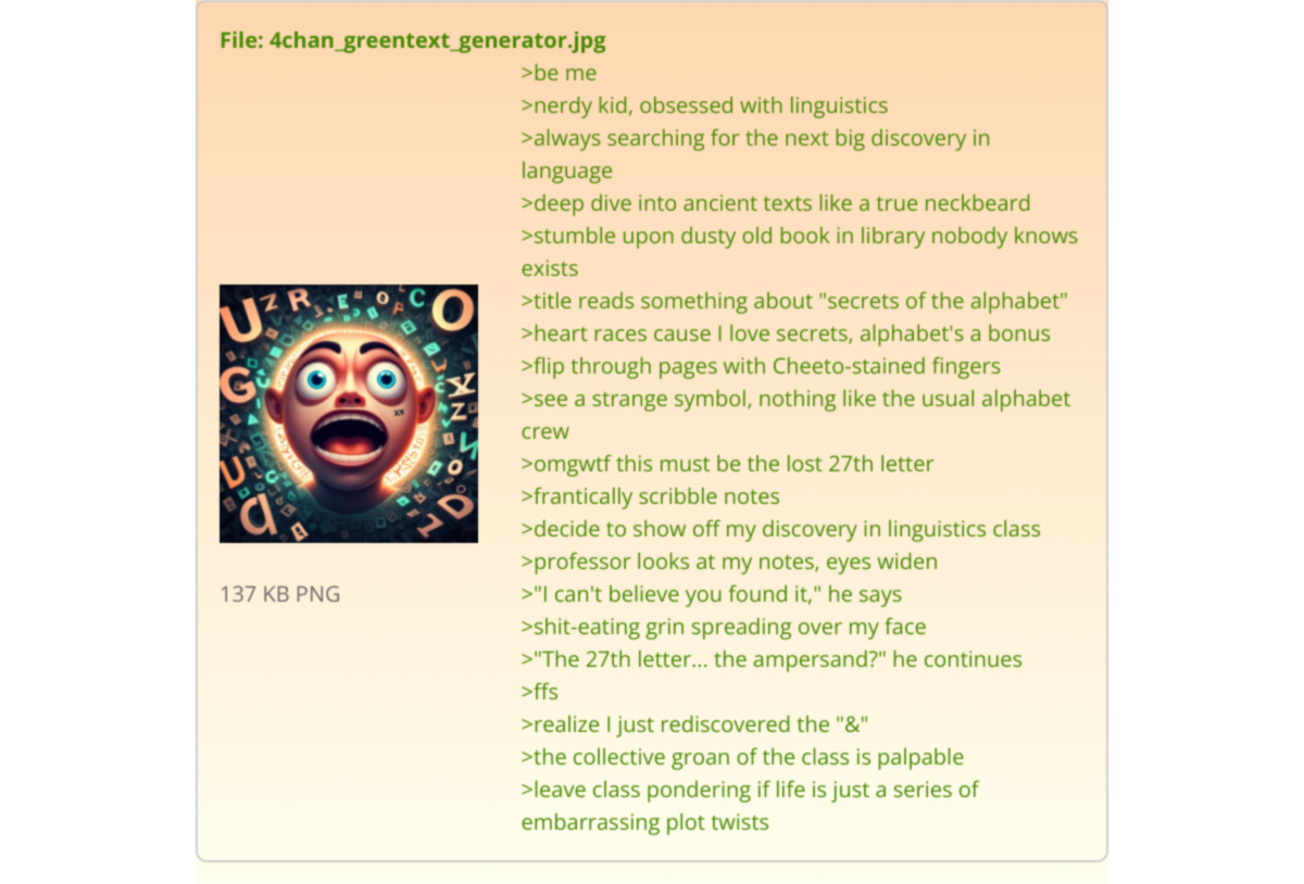 Output for the Glif "4Chan Greentext Generator"
