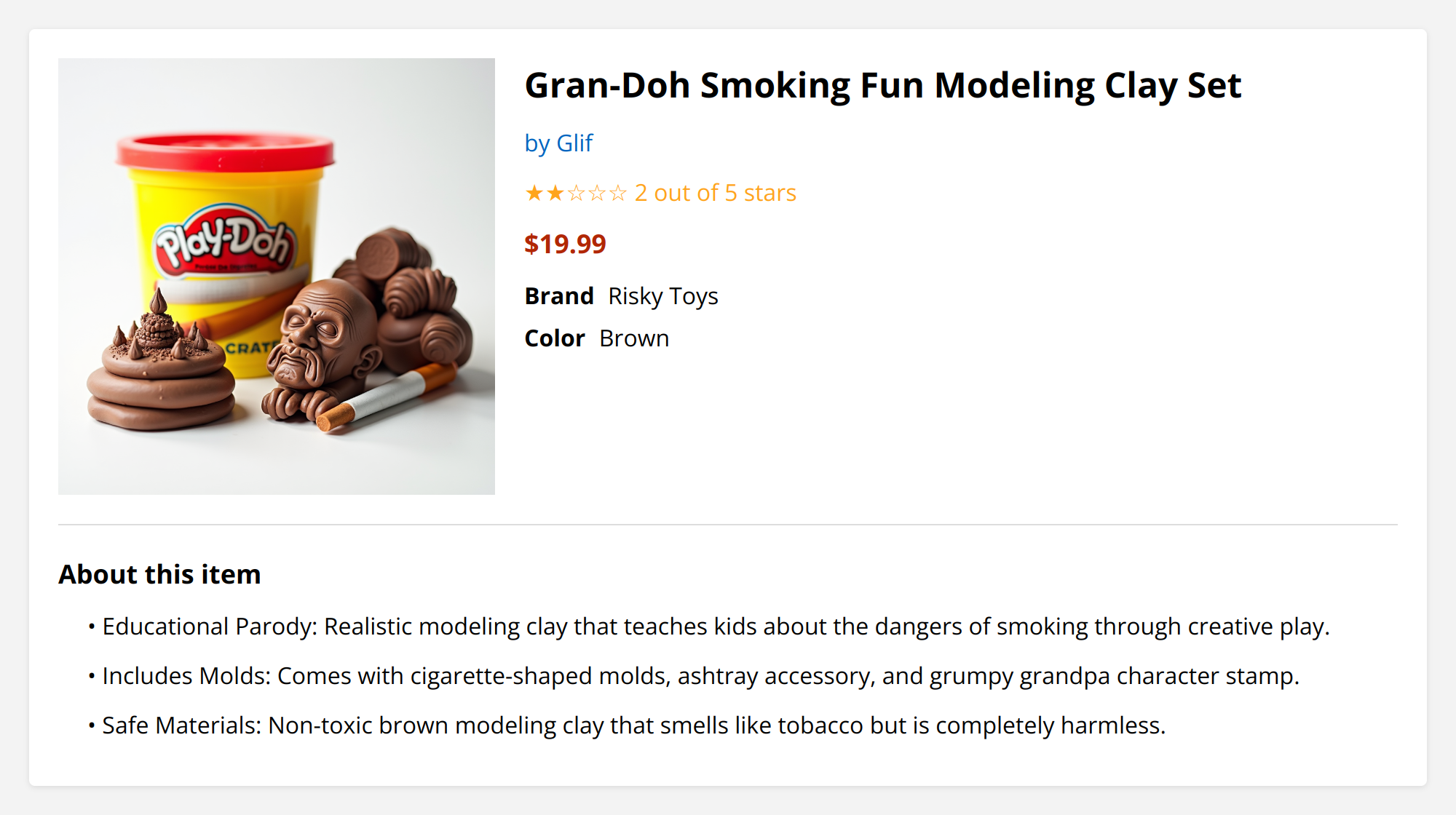 Output for the Glif "Amazon Fake Product Generator"