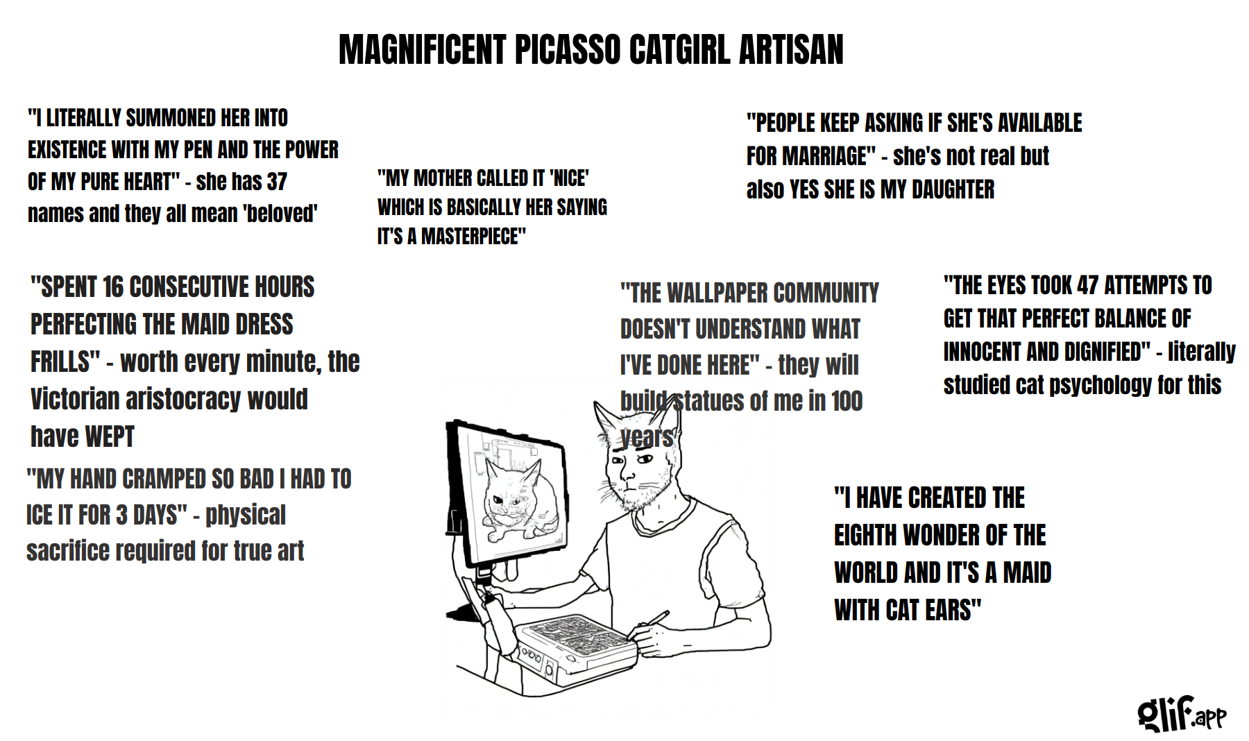 Output for the Glif "UNHINGED CHAD WOJAK MEME GENERATOR"
