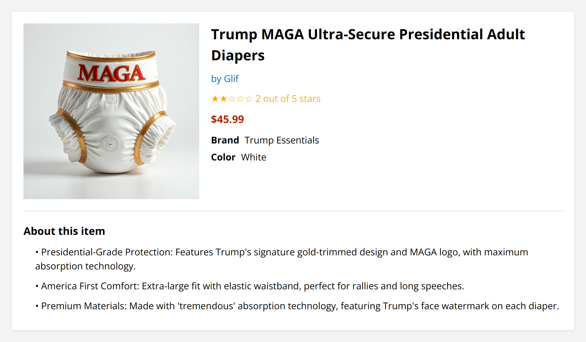 Output for the Glif "Amazon Fake Product Generator"