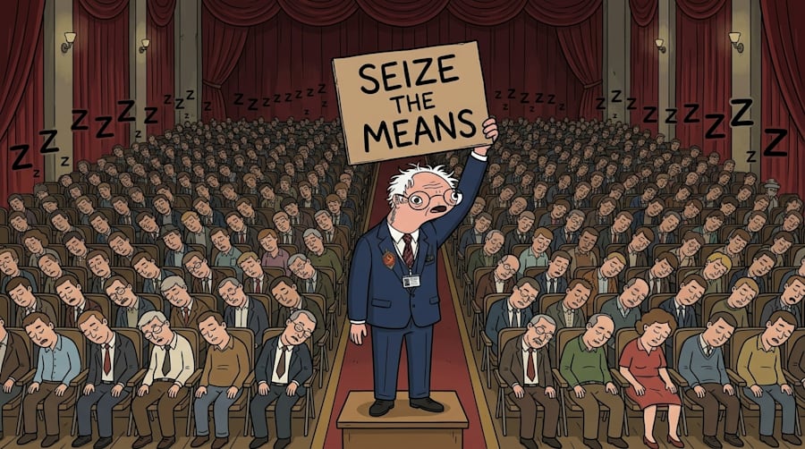 Burnie on stage with sleeping crowd