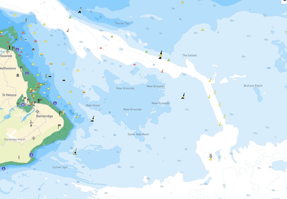 Tether bathymetric charts layer