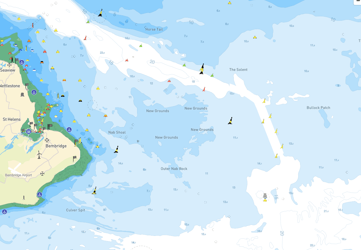 Tether bathymetric charts layer