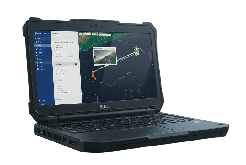 Tether mission planning shown on a laptop