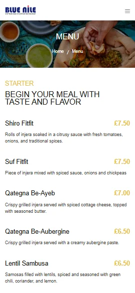 Mobile Screenshot for Blue Nile Ethiopian Restaurant