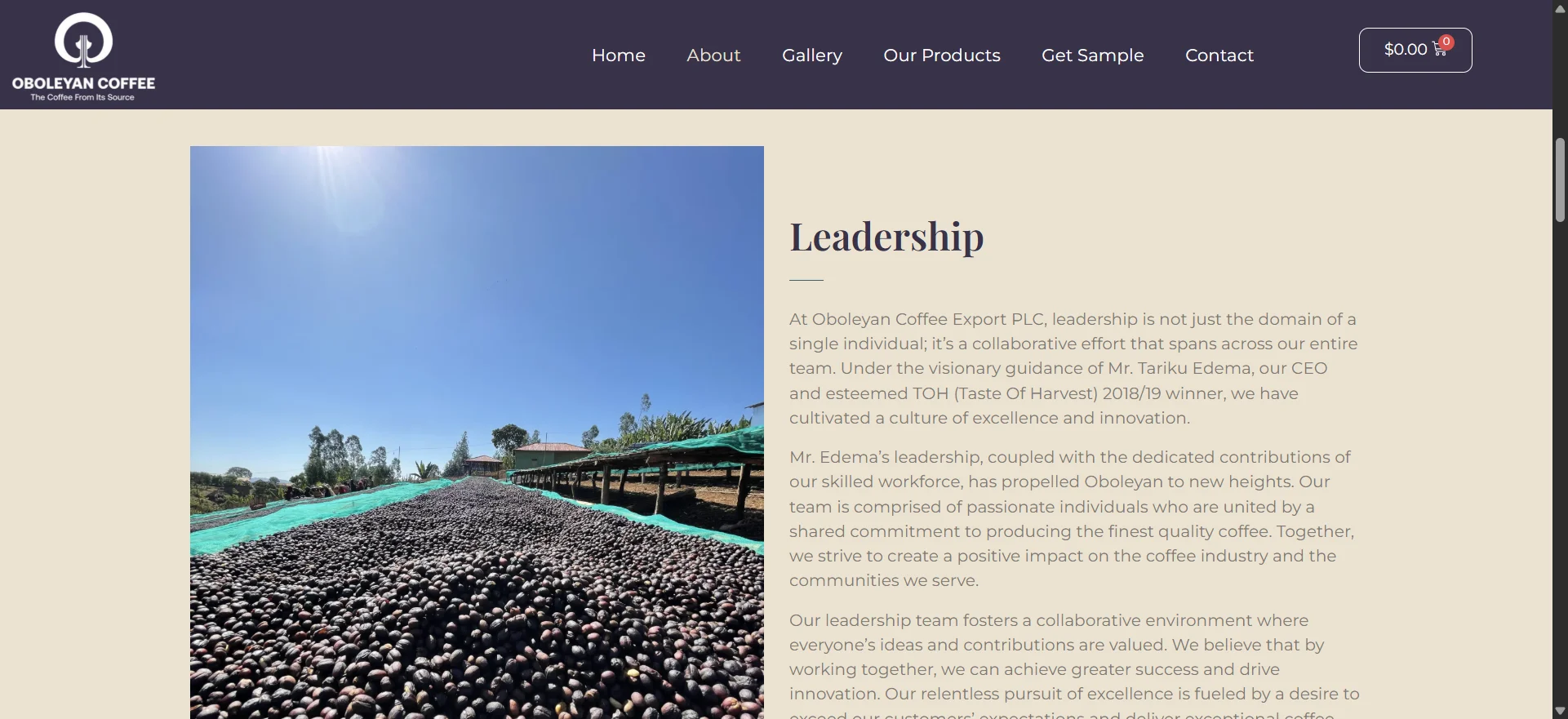 Desktop Screenshot for Oboleyan Coffee