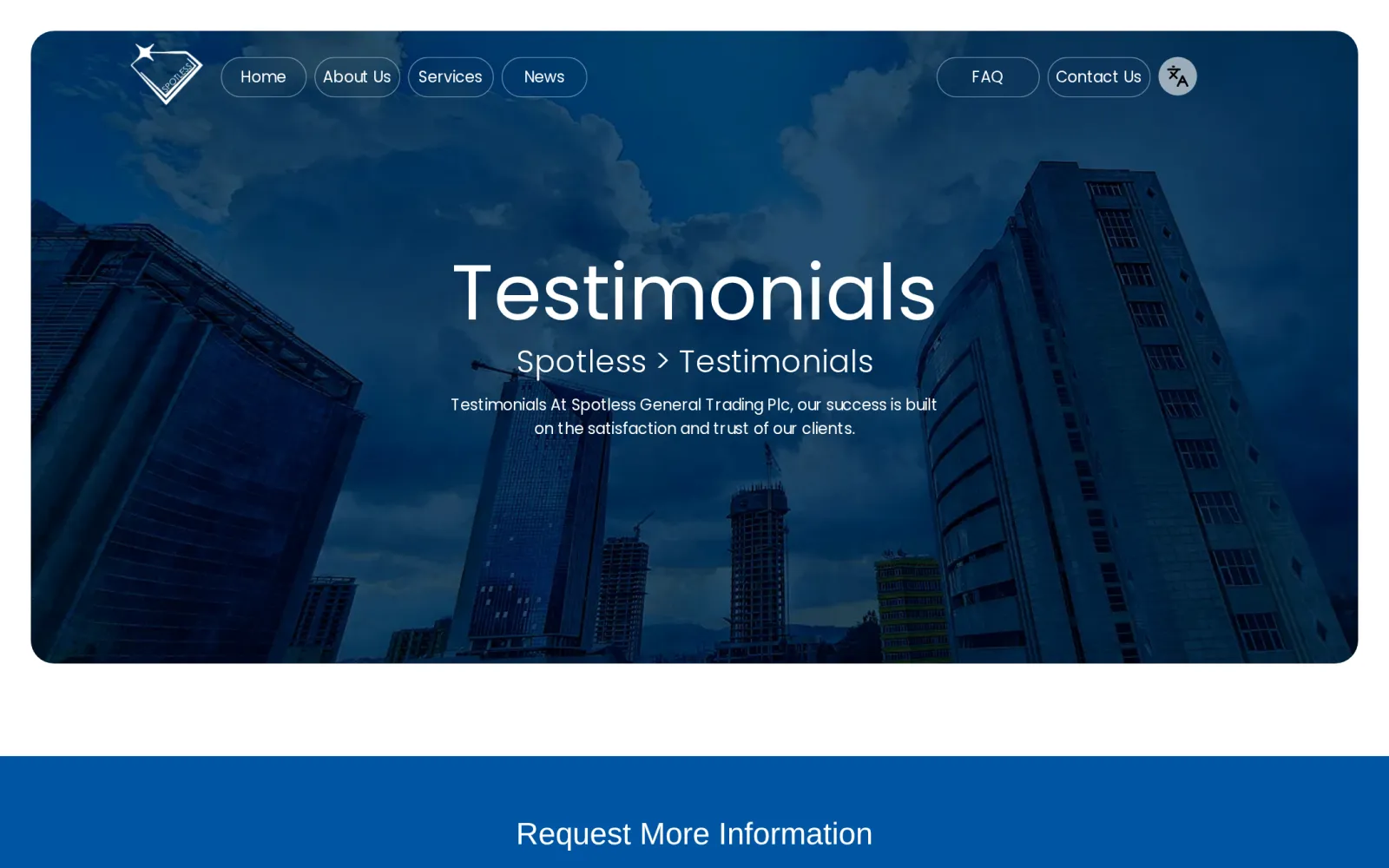 The testimonials page