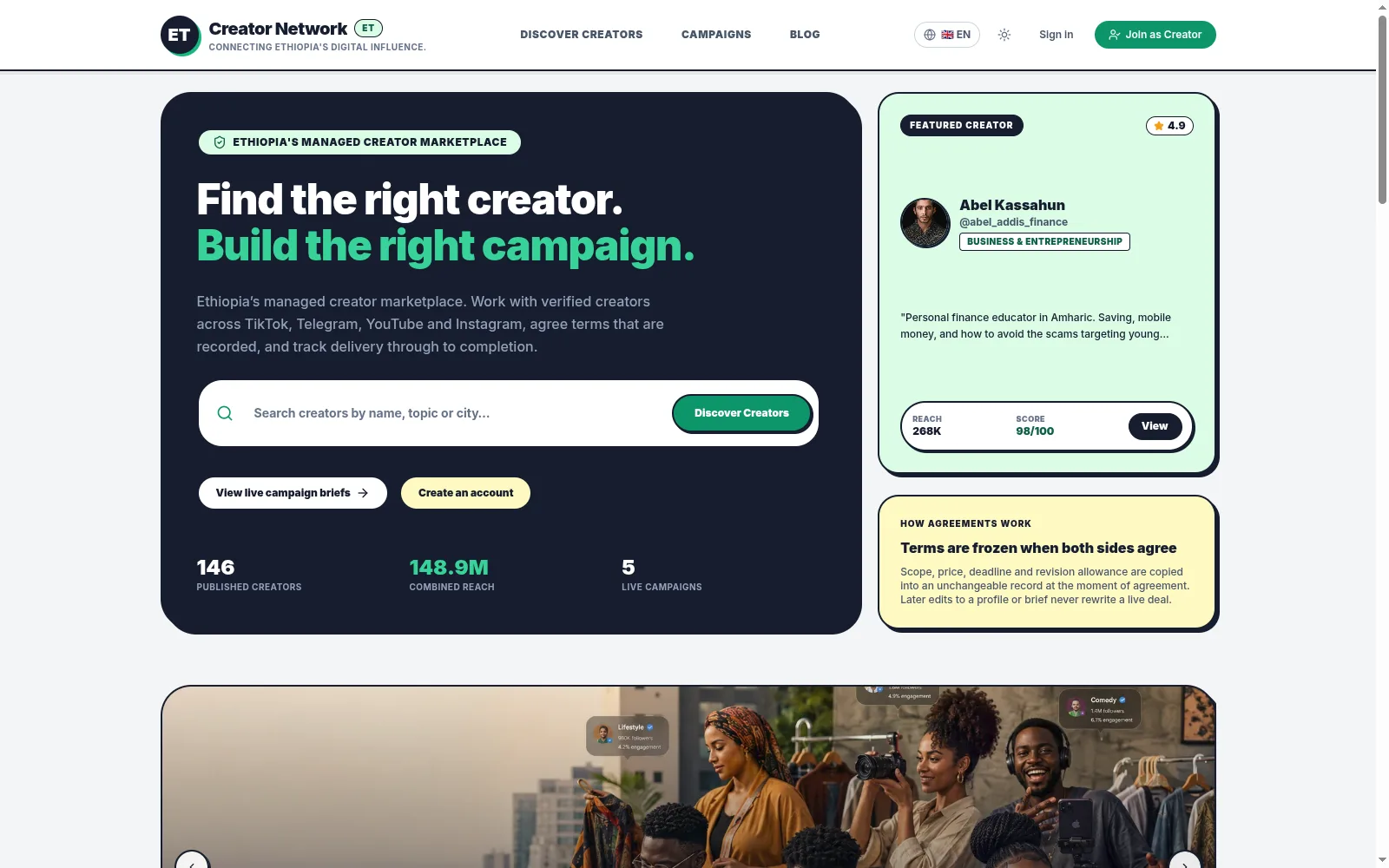 Creator Network project screenshot