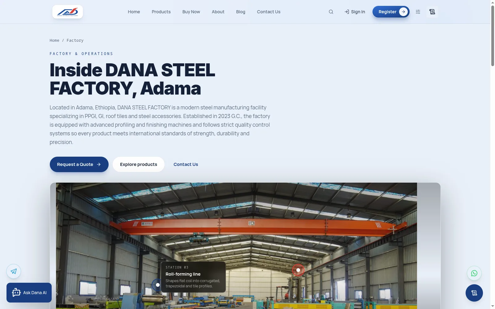 Dana Steel factory page