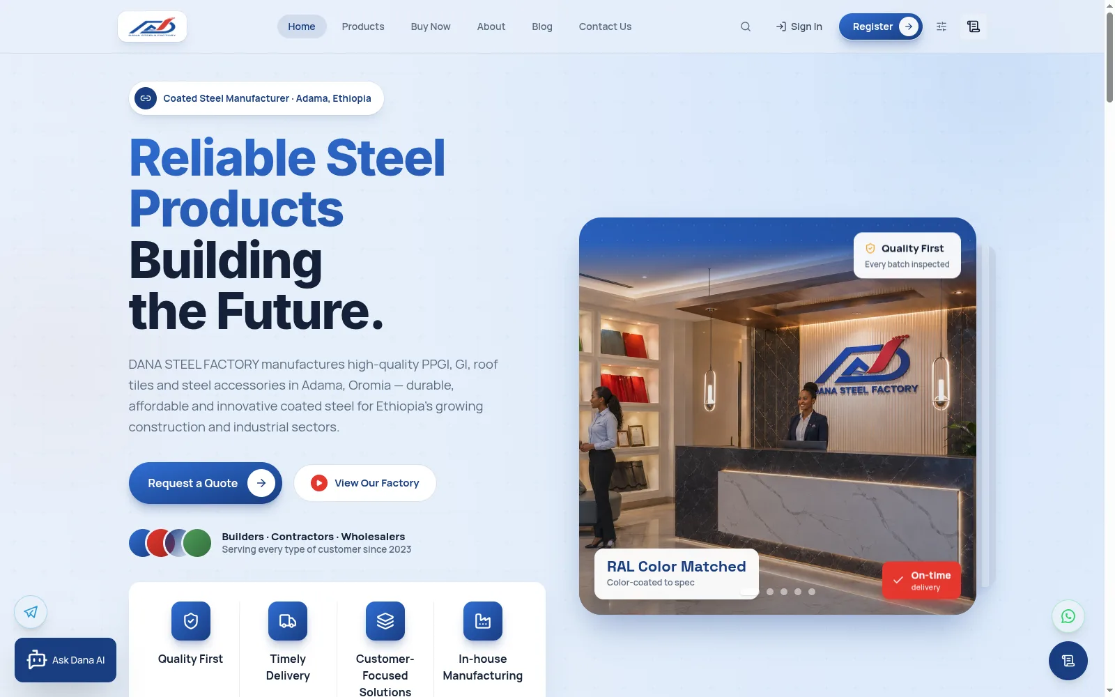 Dana Steel Factory home page