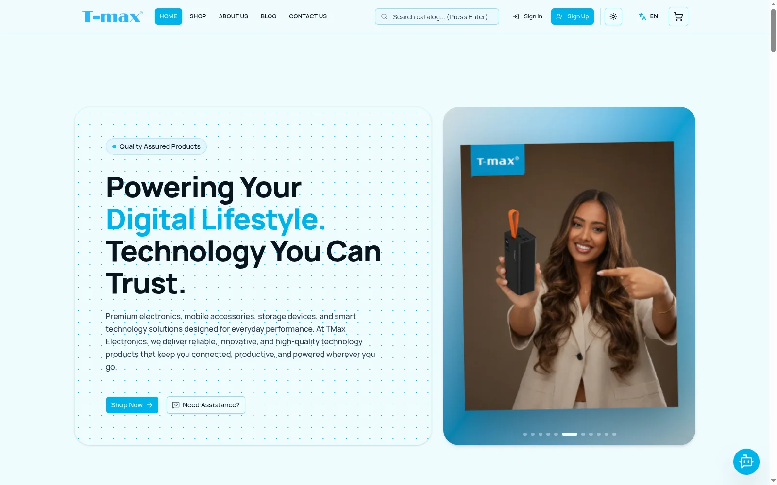 TMax Electronics storefront home page