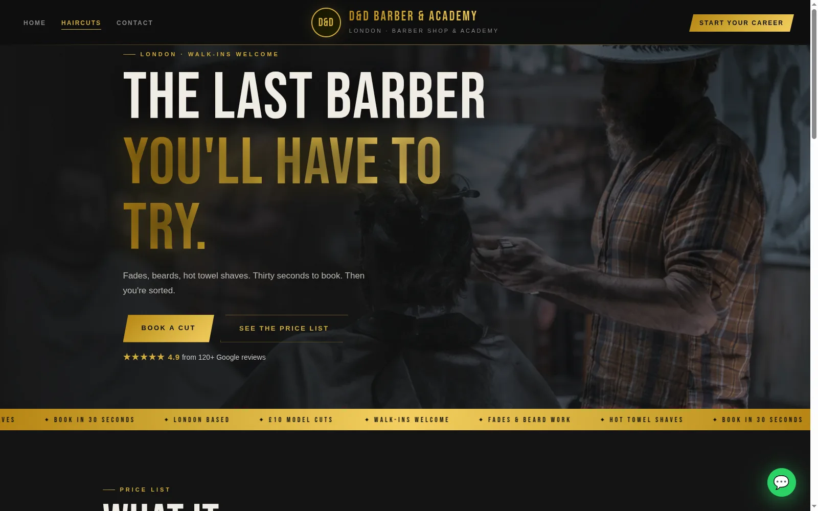 D&D Barber haircuts and prices