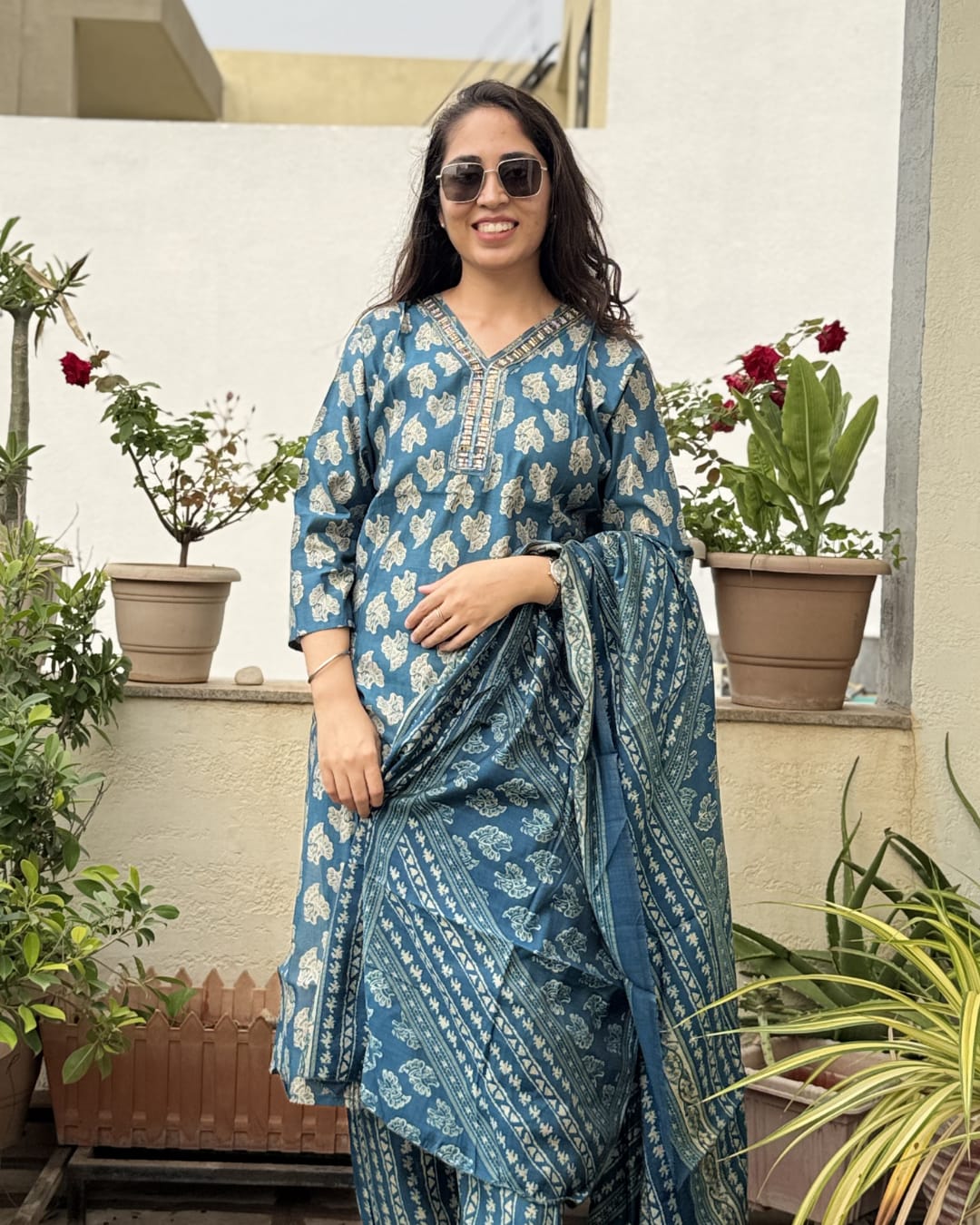 Arohini - Printed Suit with Stone Work