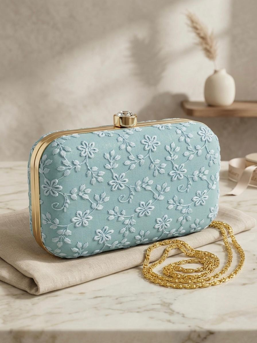 Embroidered Box Clutch