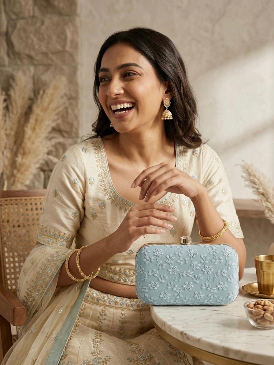 Embroidered Box Clutch — view 2