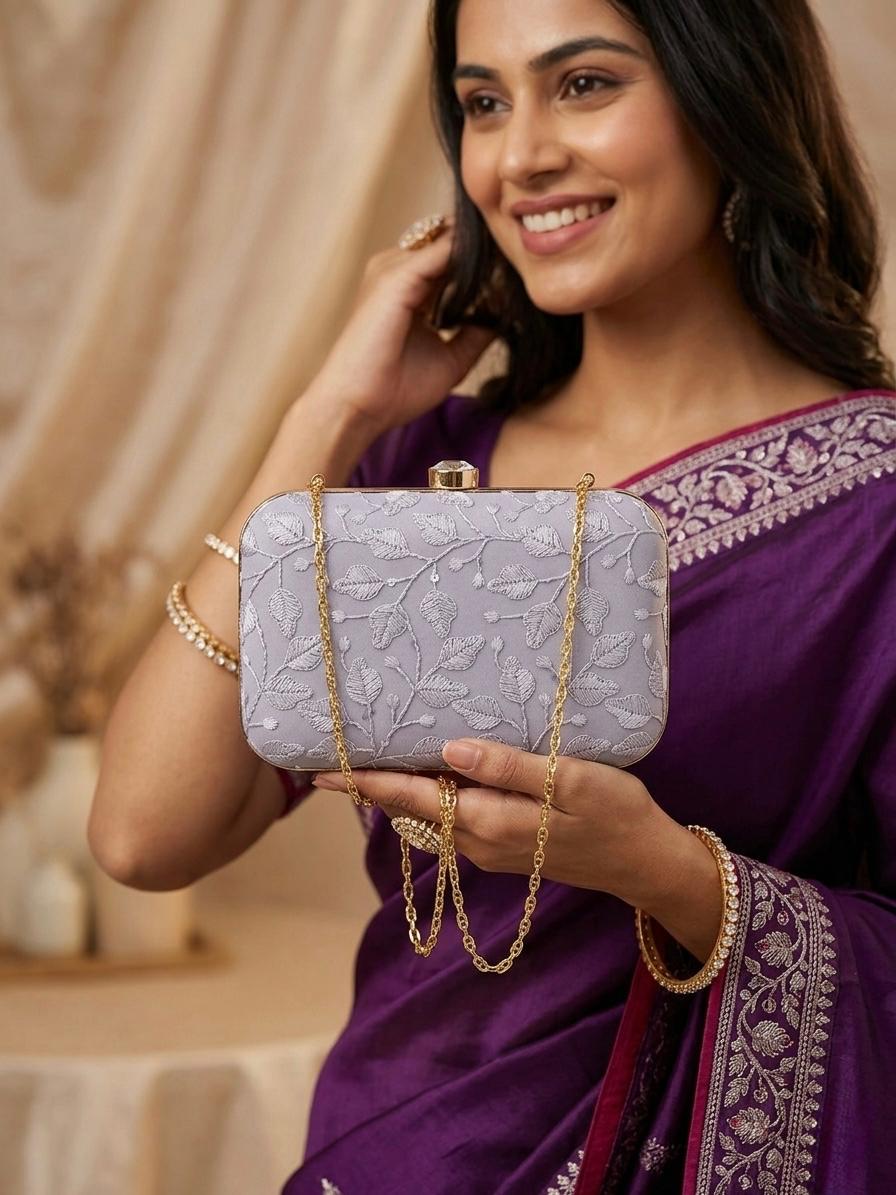 Embroidered Box Clutch — view 2