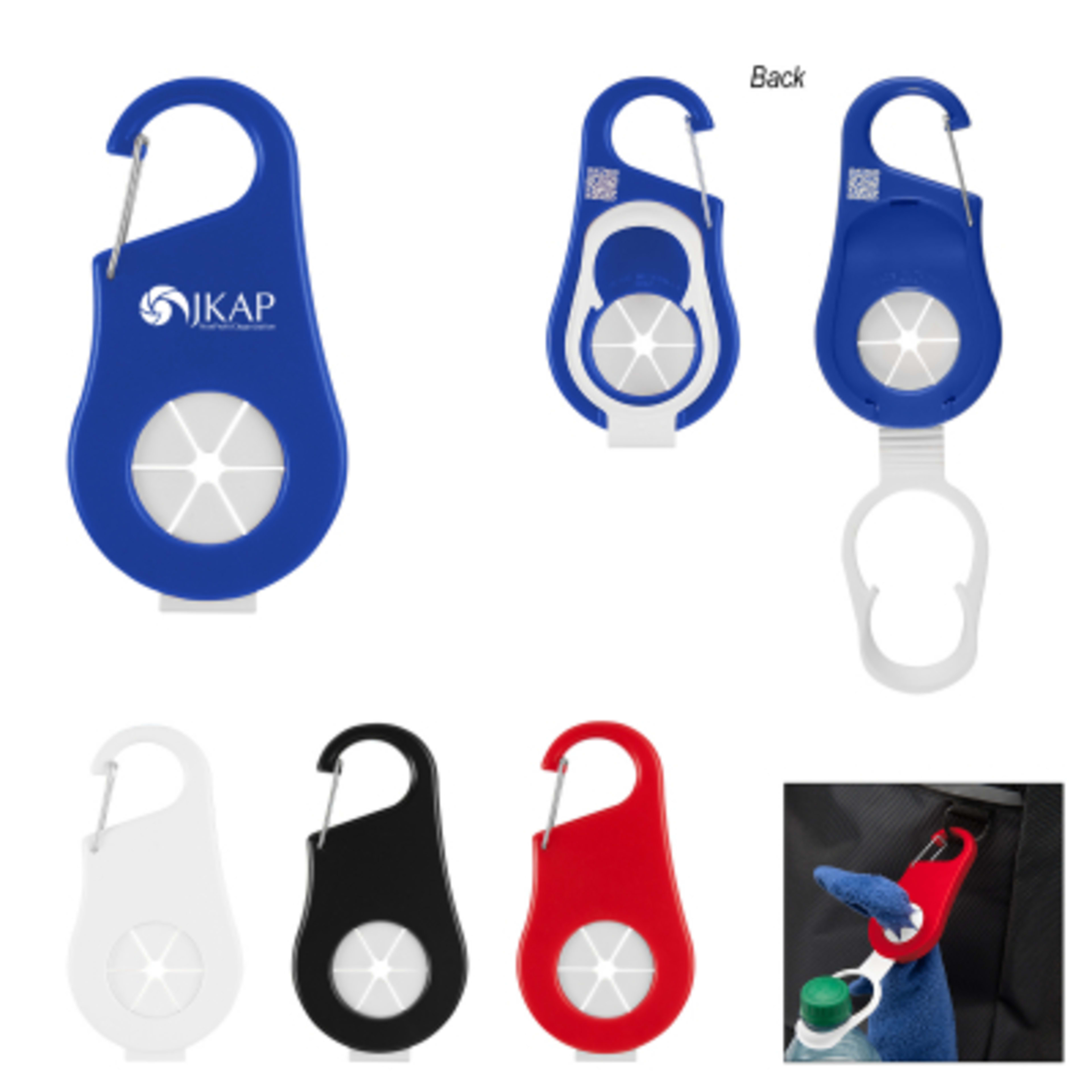 Carabiner Towel and Water Bottle Holder - 2 x 4 in - product view 1