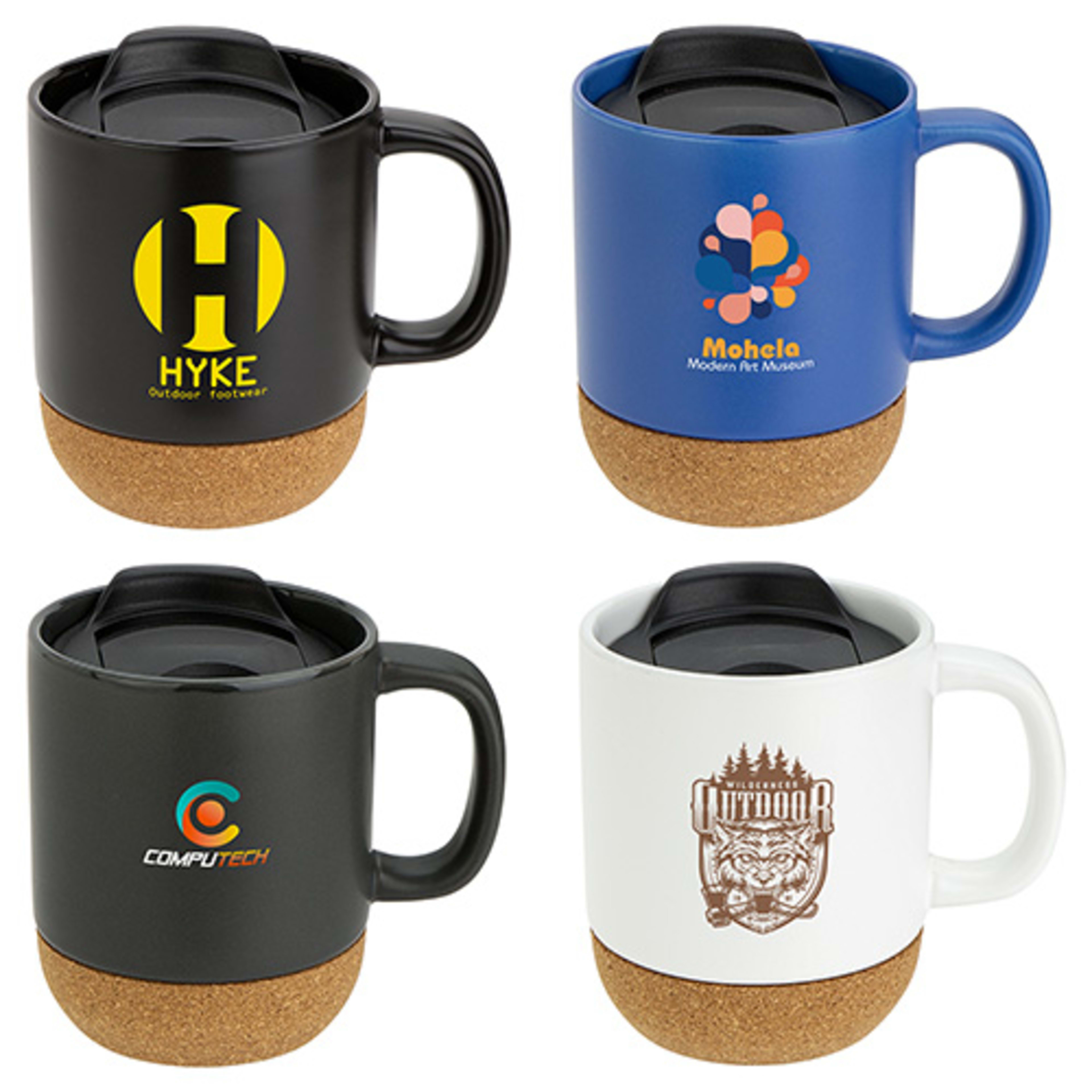 Balsamo 12 oz Ceramic Mug with Cork Base - promotional product with custom logo