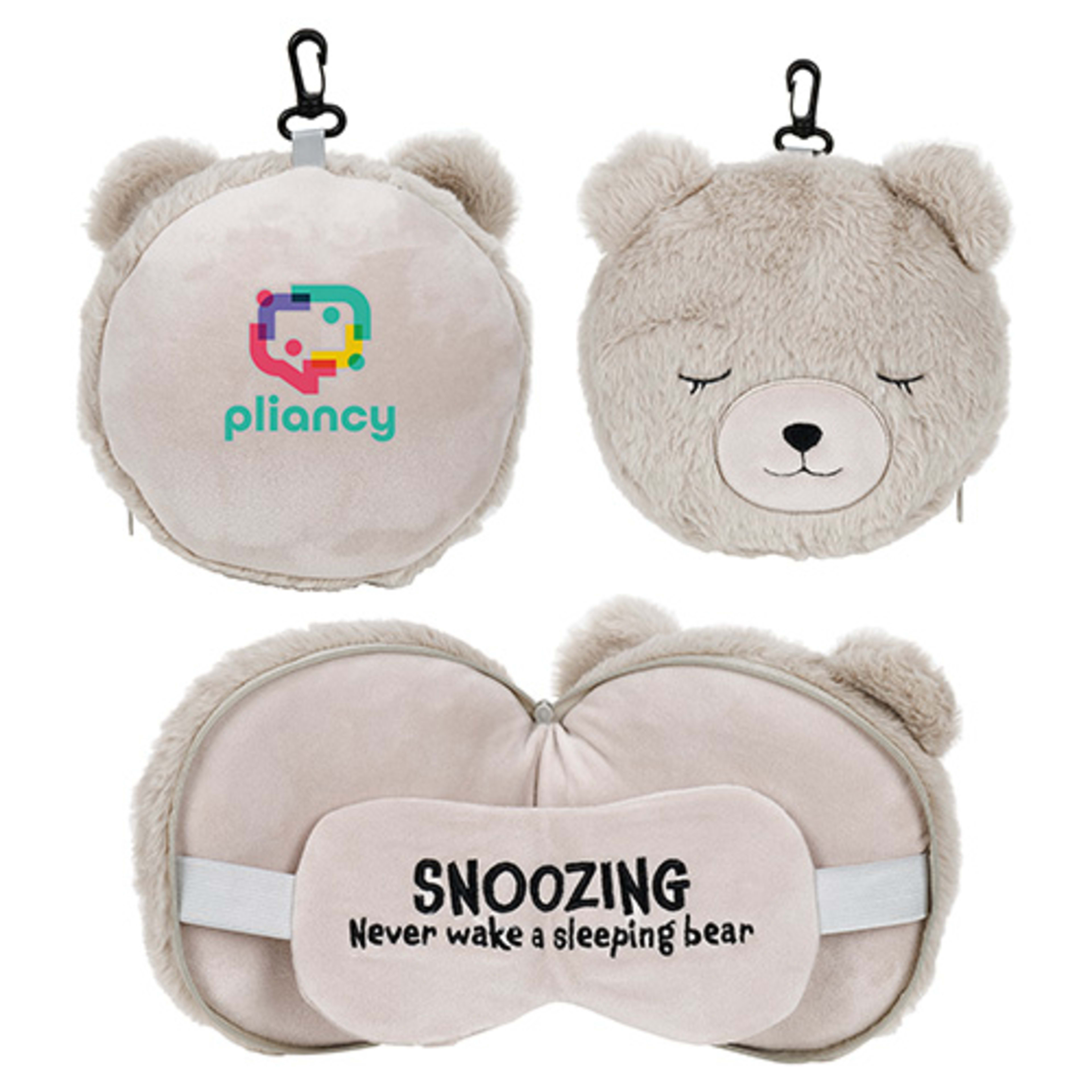 Comfort Pals™ Bear 2-in-1 Pillow Sleep Mask - promotional product with custom logo