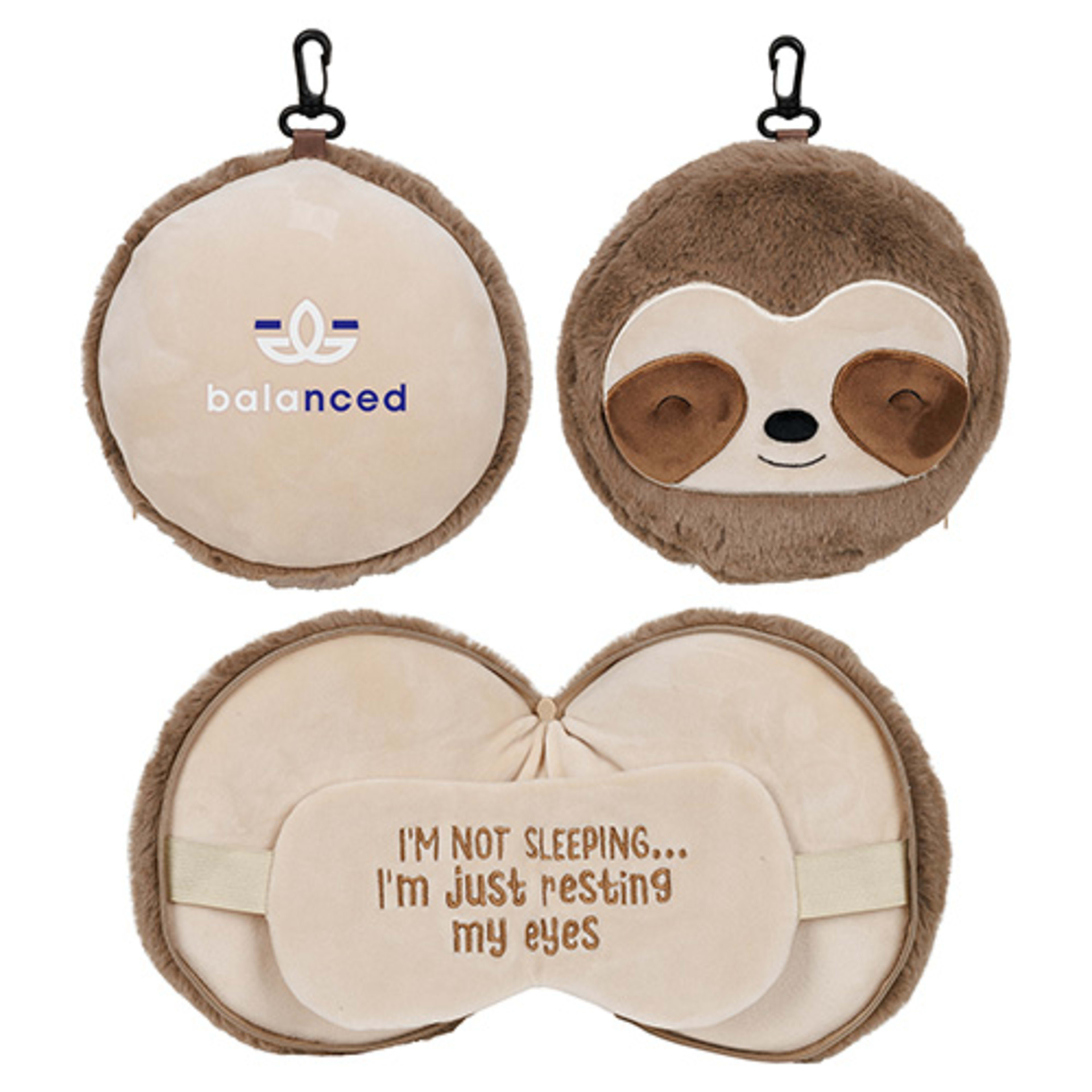 Comfort Pals™ Sloth 2-in-1 Pillow Sleep Mask - promotional product with custom logo