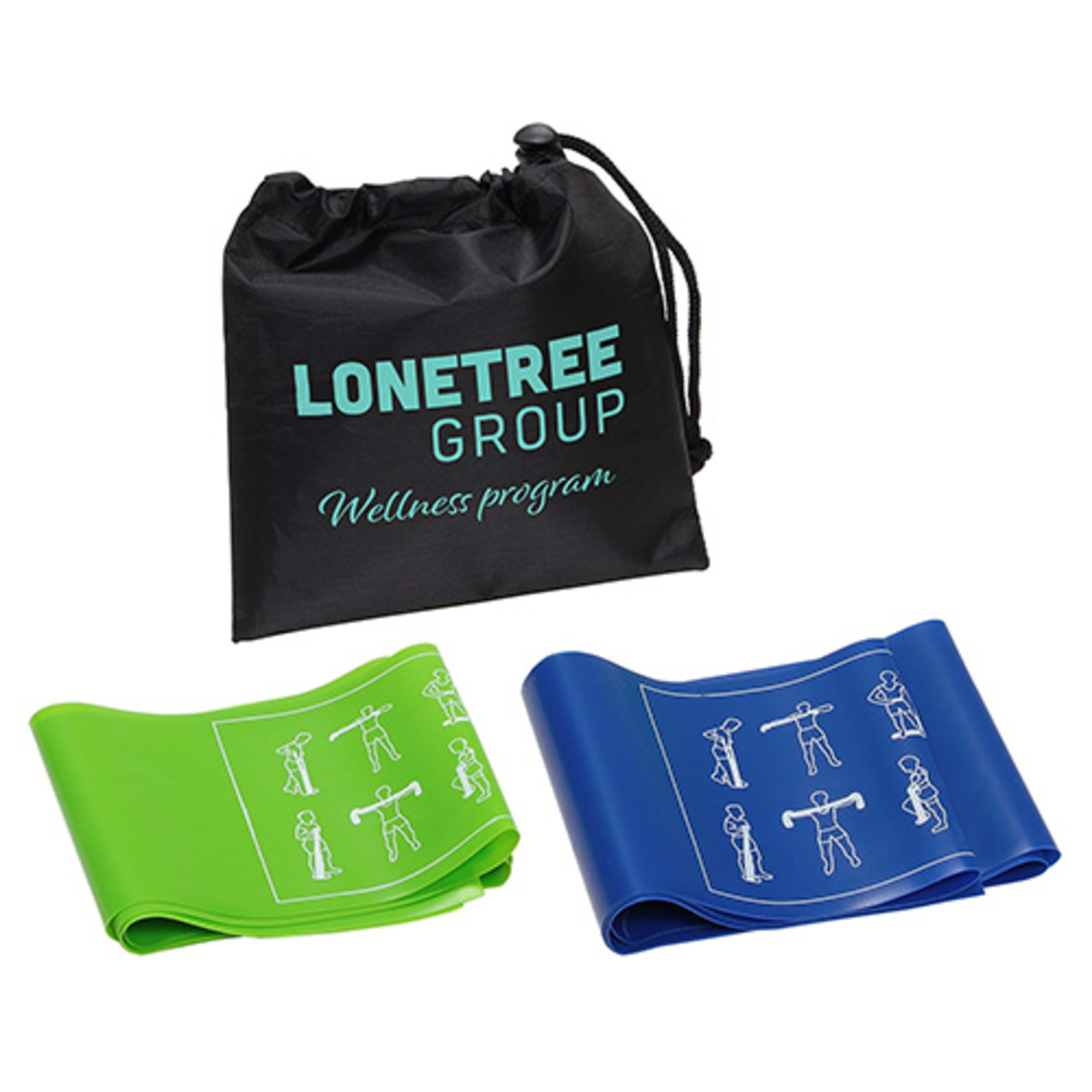 Power Stretch 2-Piece Fitness Band Set - promotional product with custom logo