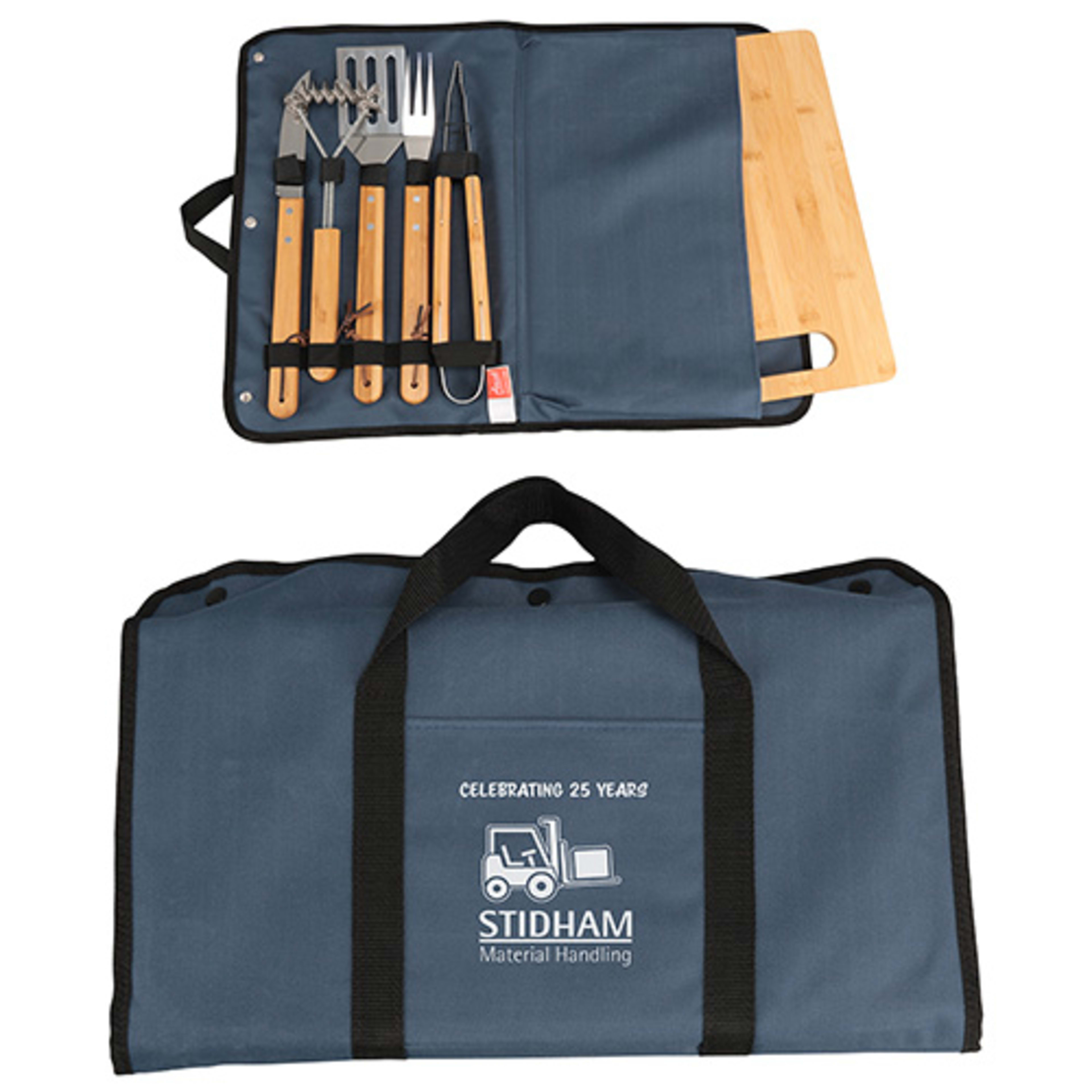 Firepit 5-Piece BBQ Set with Cutting Board & Carrying Case - promotional product with custom logo