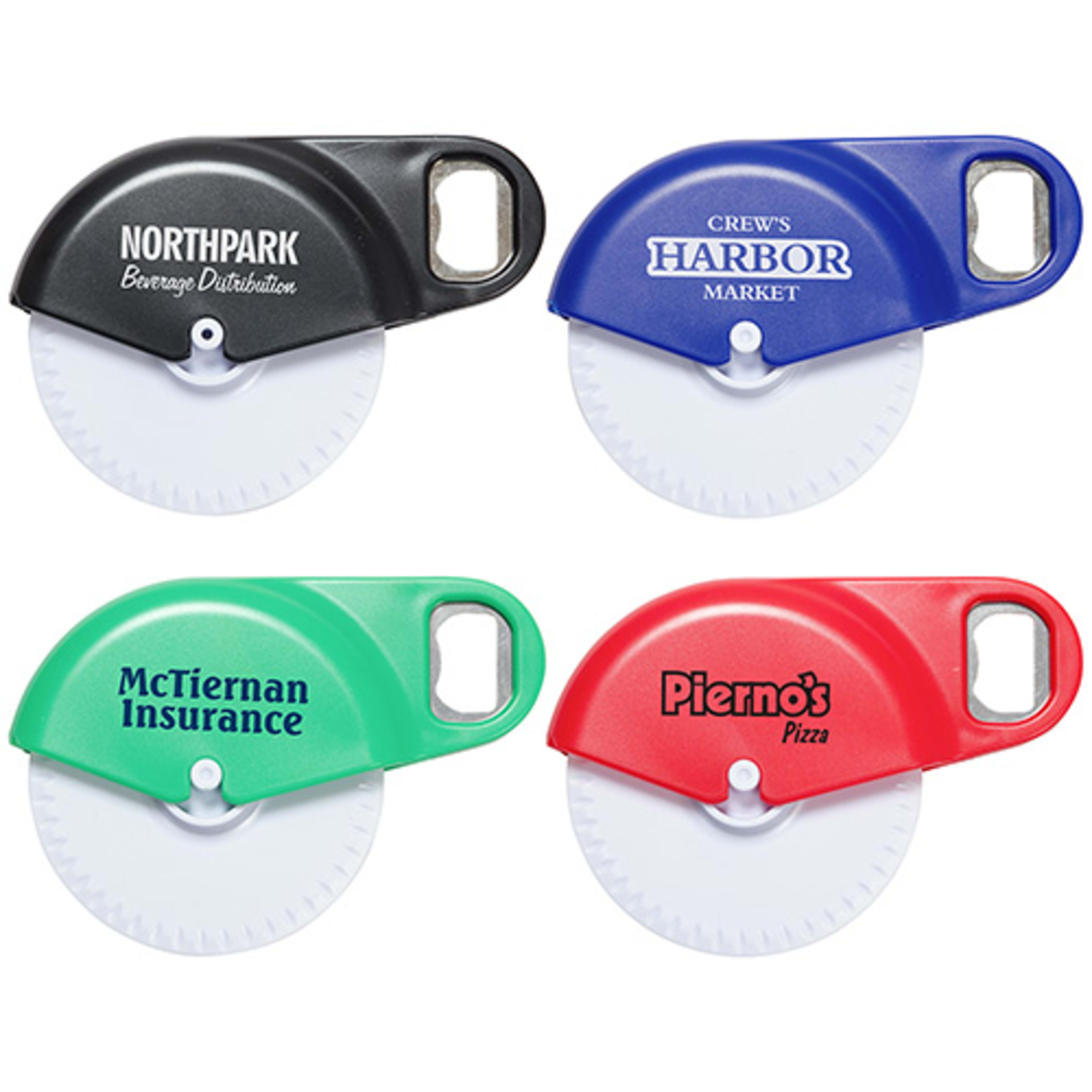 Napoli Pizza Cutter with Bottle Opener - promotional product with custom logo