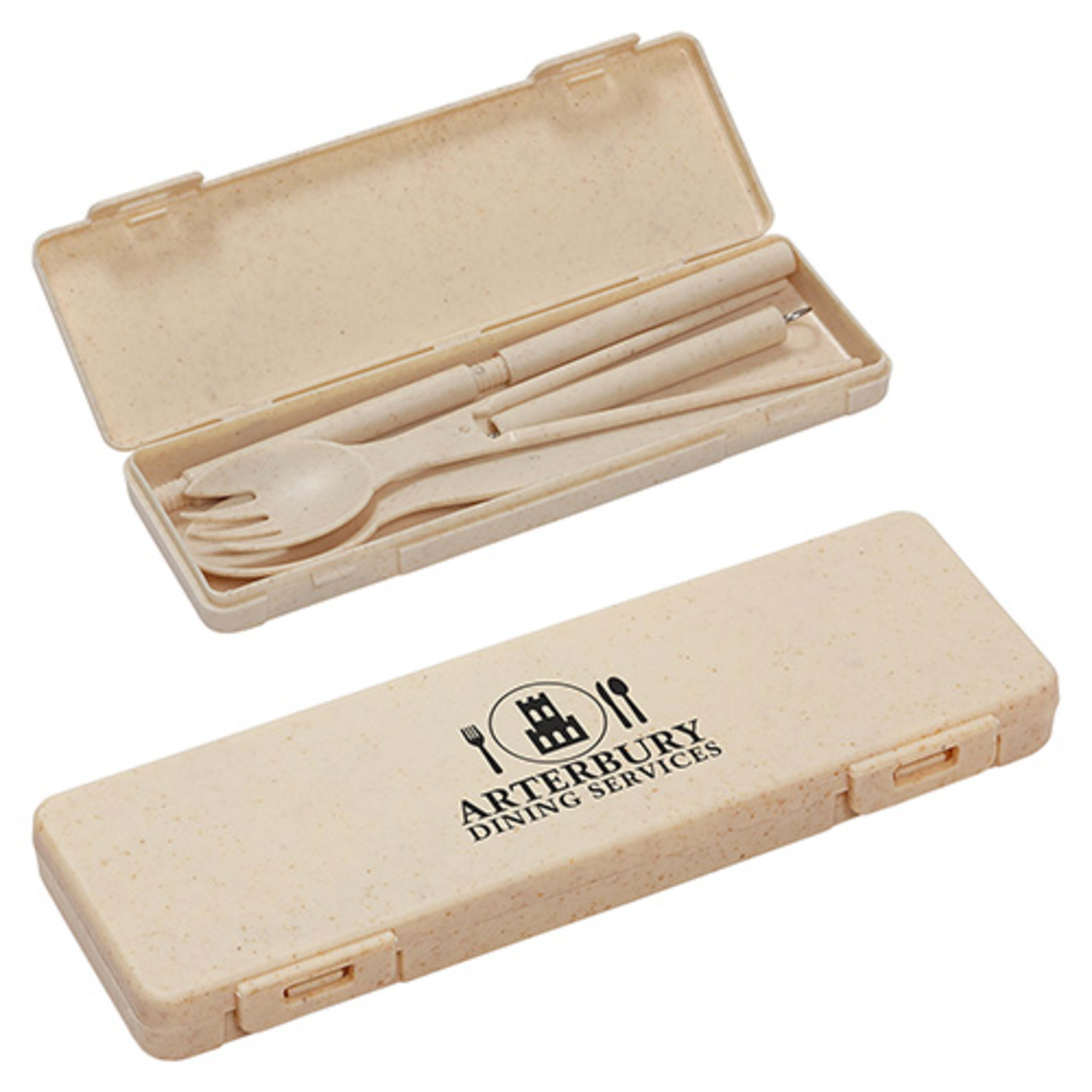 6-in-1 Portable Wheatstraw Tableware Set - promotional product with custom logo