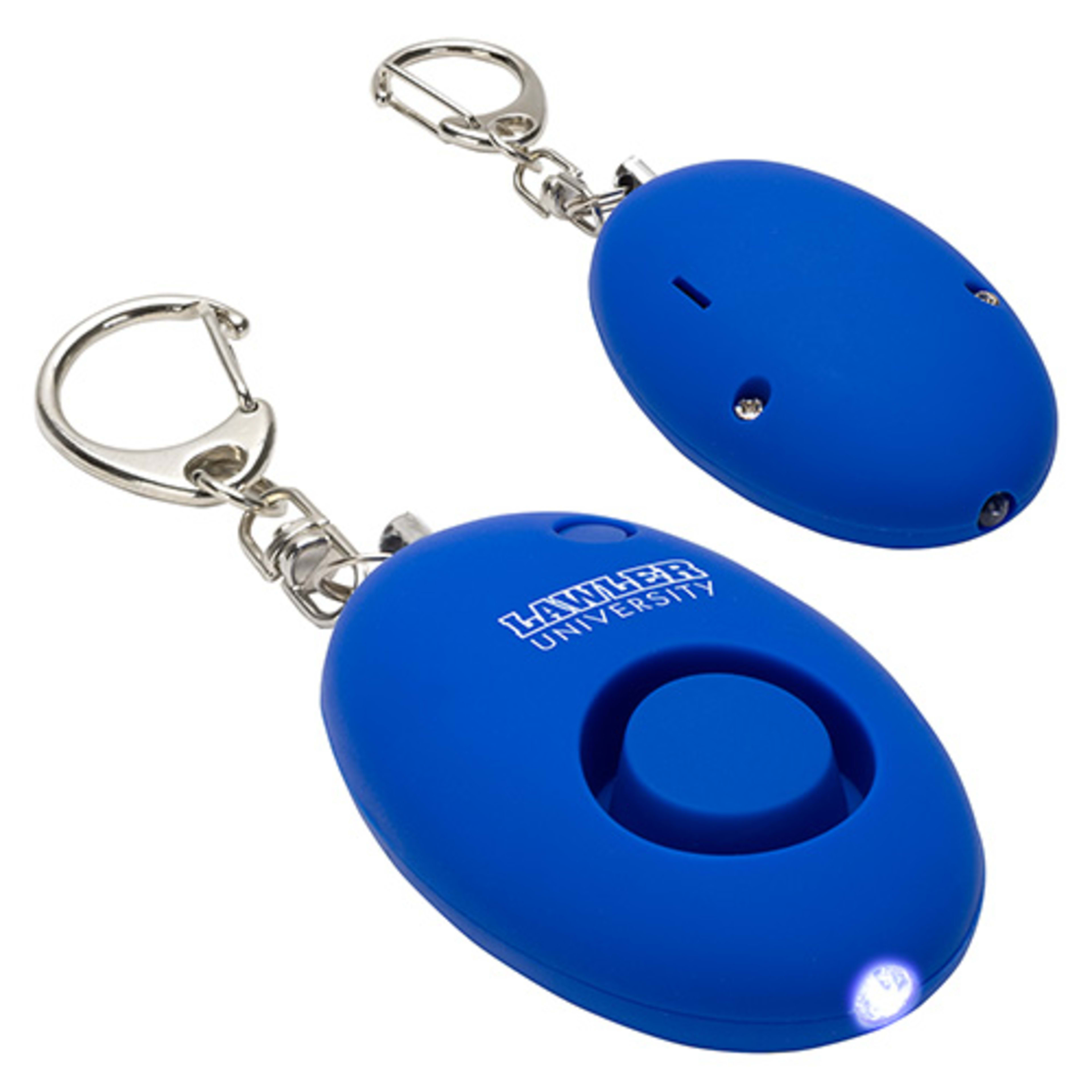 Soft-Touch LED Light & Alarm Key Chain - promotional product with custom logo