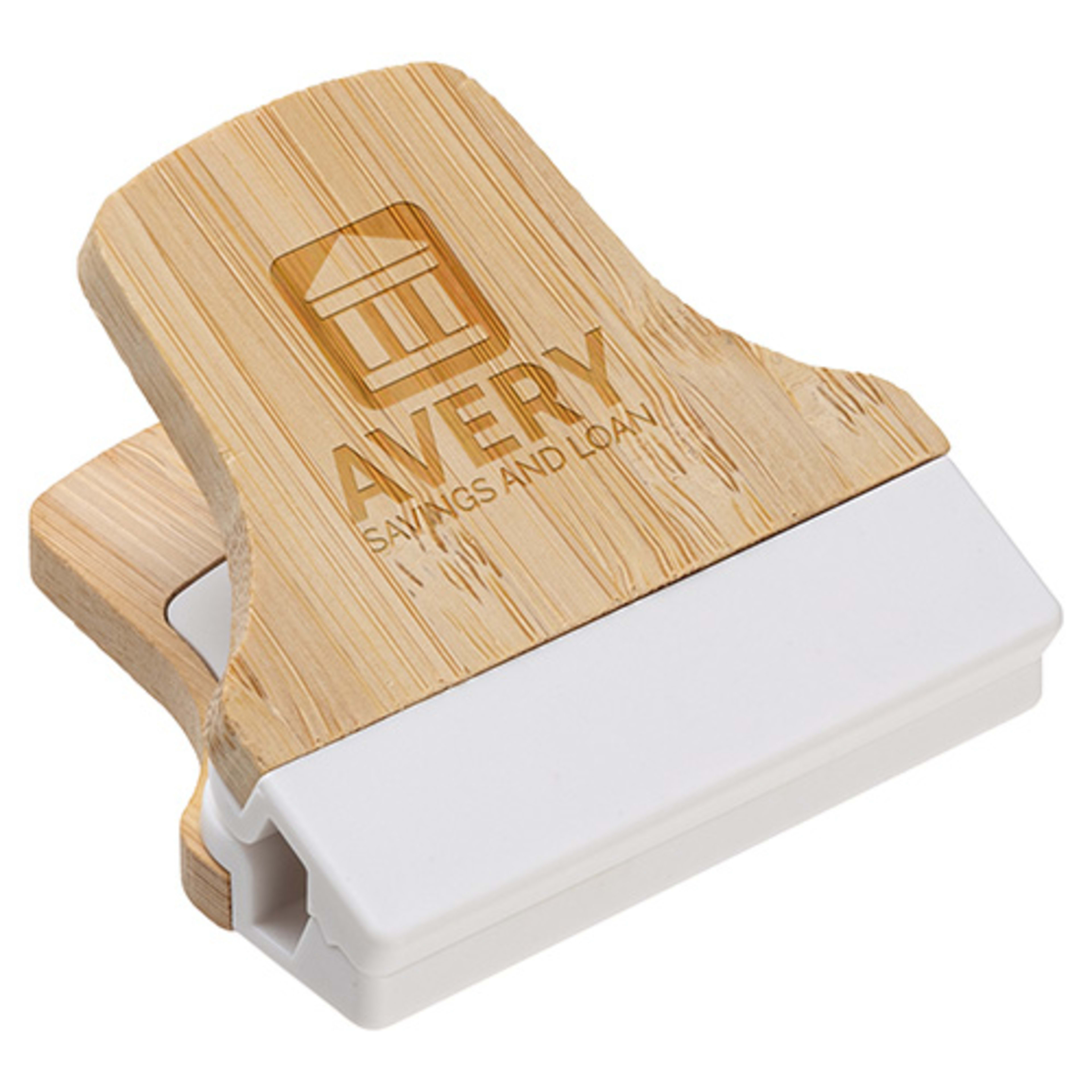 Bamboo Magnetic Power Clip - promotional product with custom logo