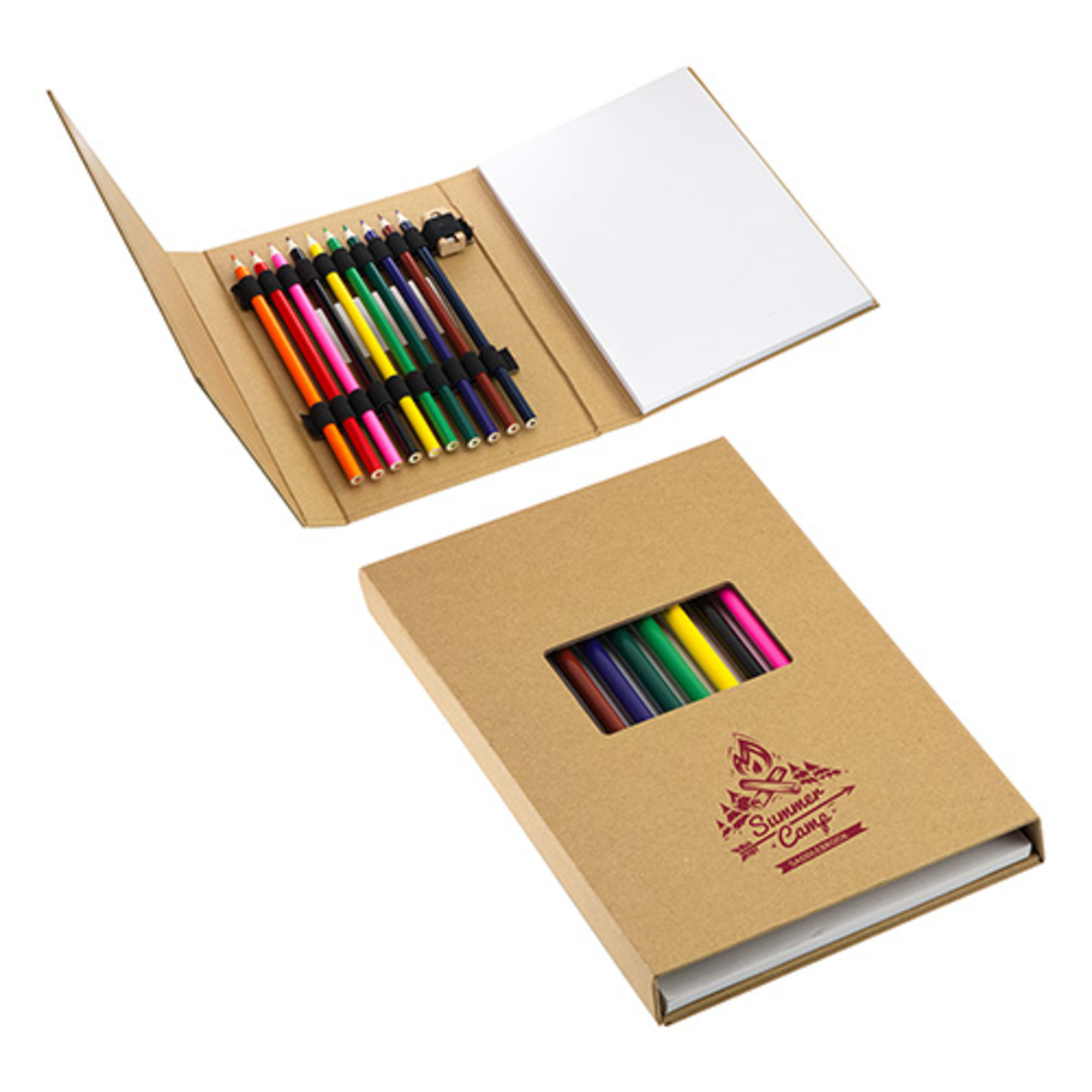 Artisan Sketch Pad with 10-Piece Colored Pencil Set - promotional product with custom logo
