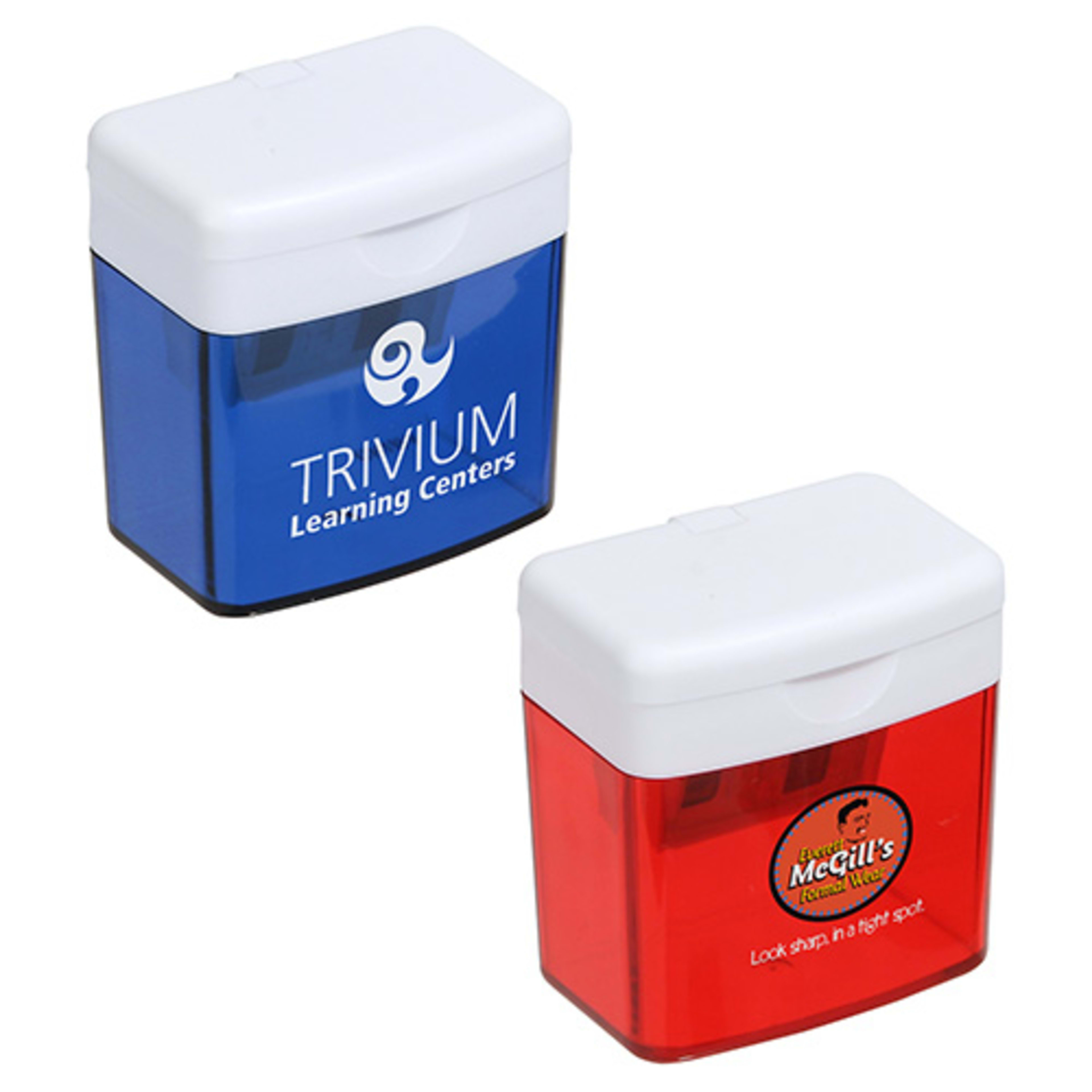 Dual Tool Pencil & Crayon Sharpener - promotional product with custom logo