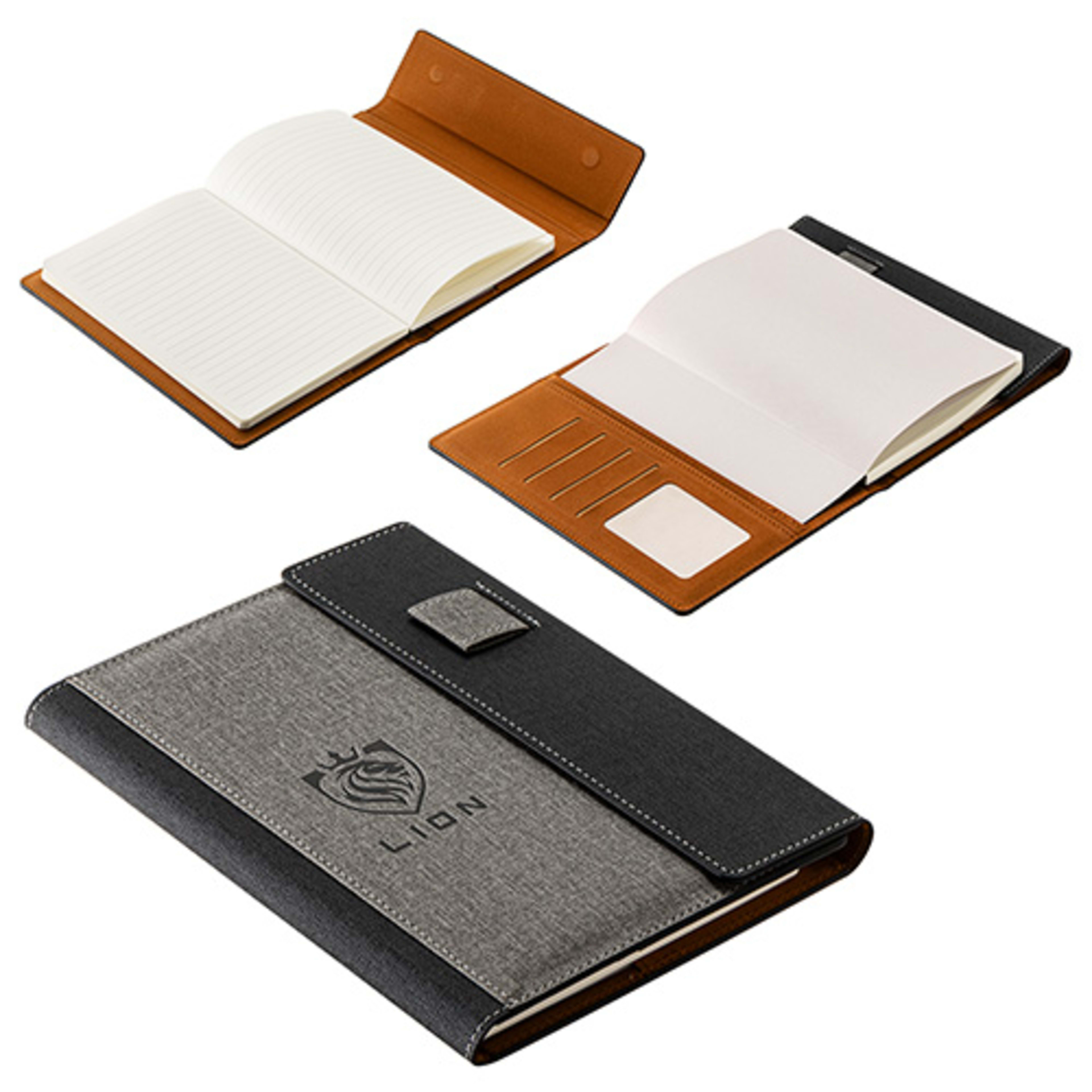 Folio Refillable Hardcover Journal with Card Pockets and Magnetic Closure - promotional product with custom logo