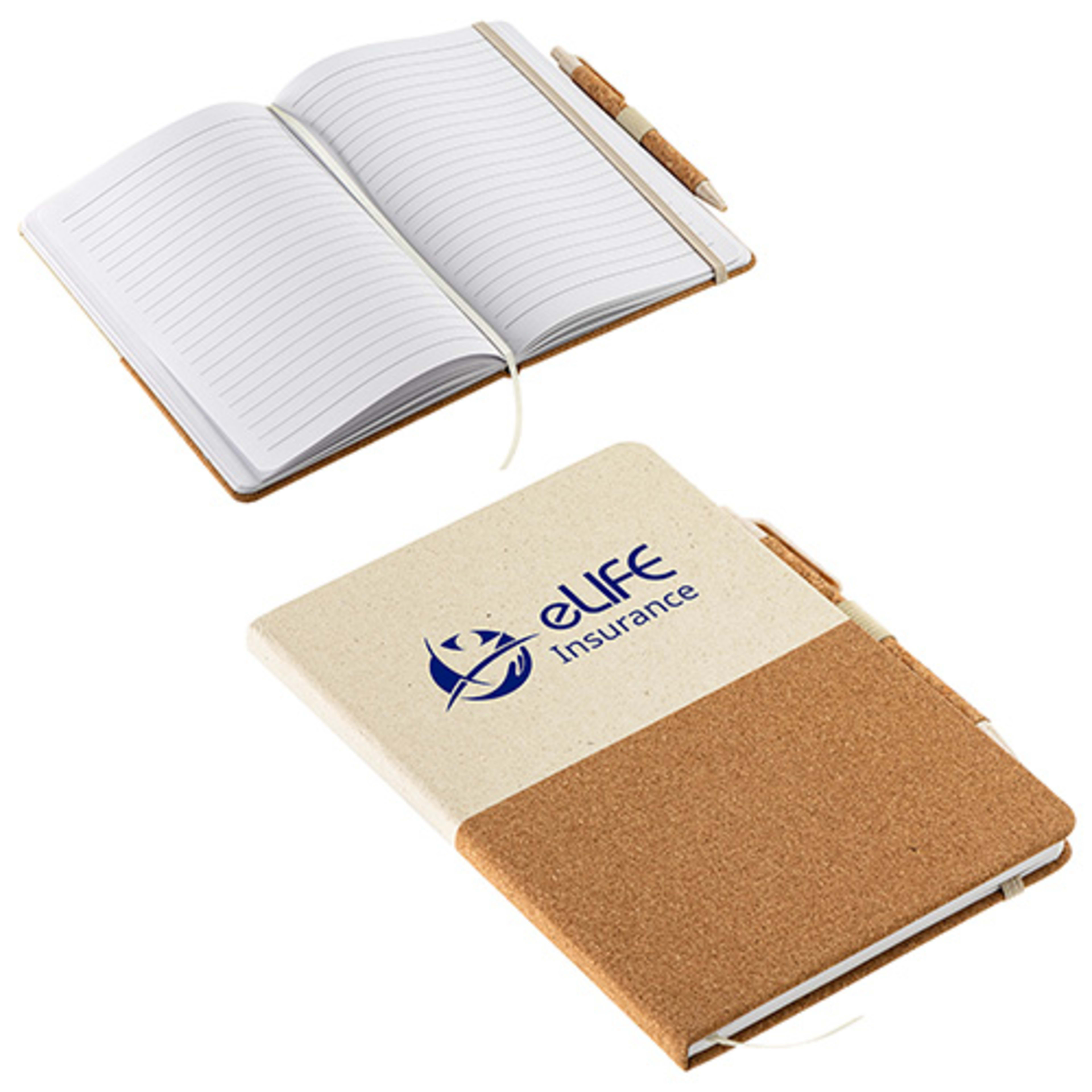 GrassField Cork Recycled Journal with Pen - promotional product with custom logo