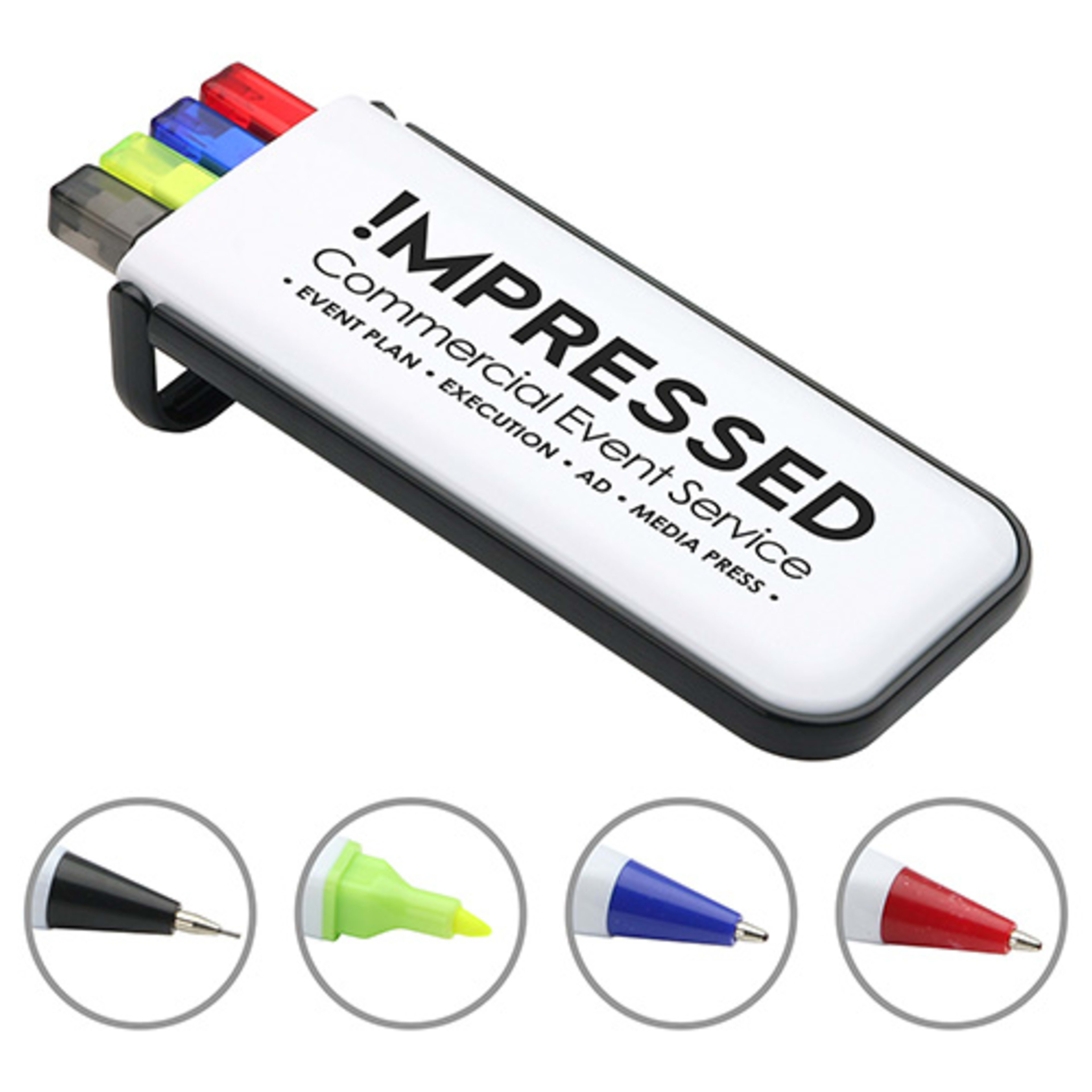 Rainbow Pen, Pencil & Highlighter Set - promotional product with custom logo