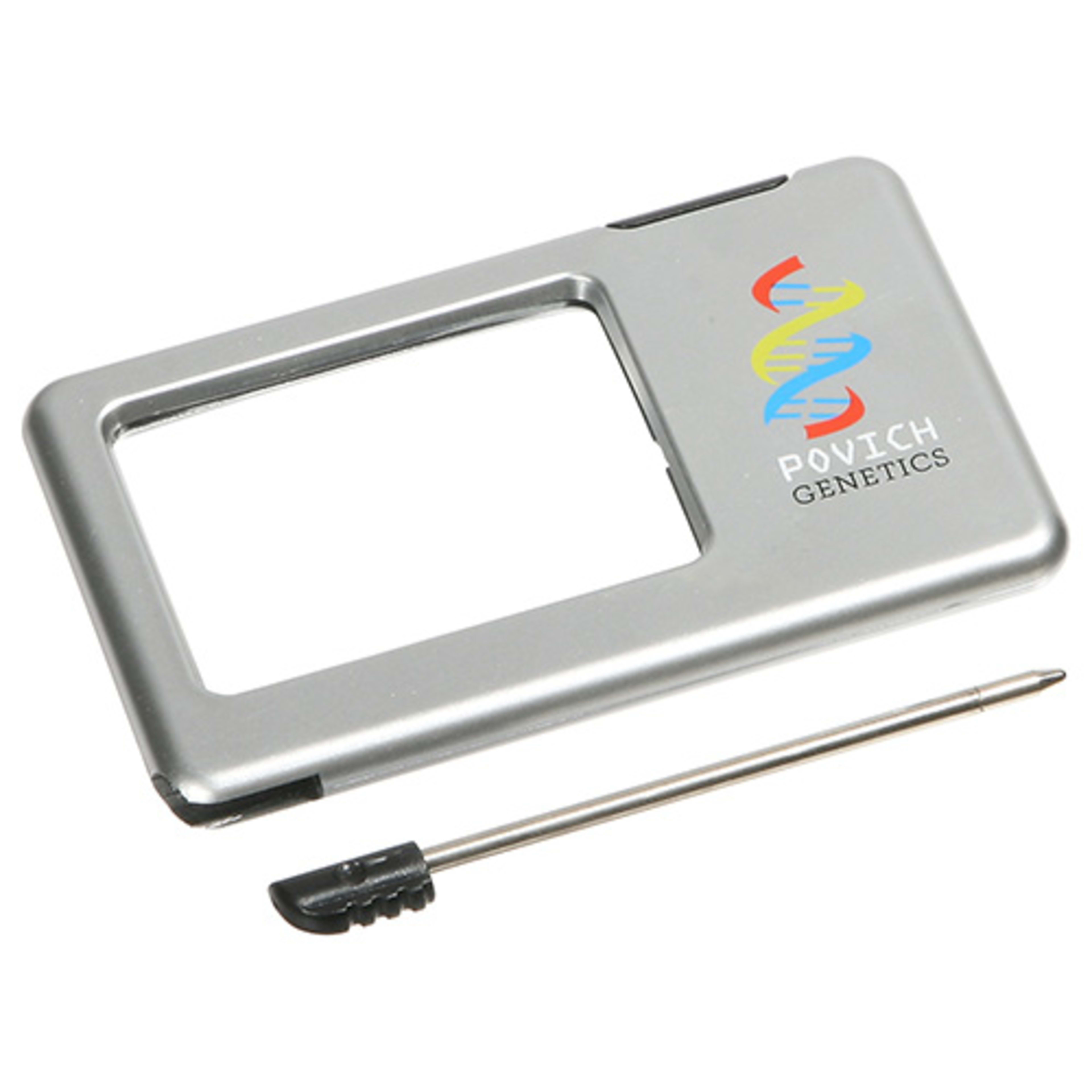 Silver Thin Light-Up Magnifier - promotional product with custom logo