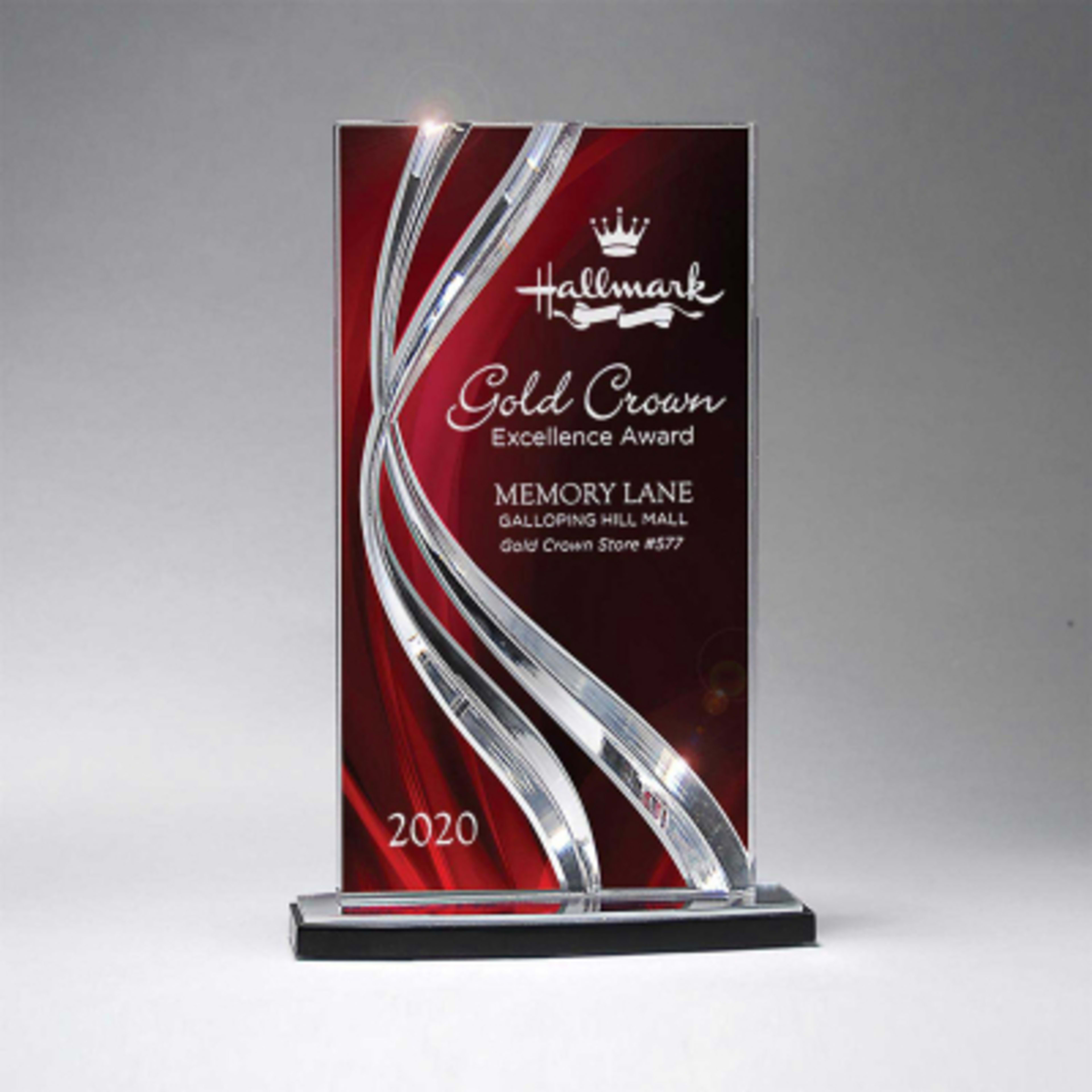 Lucite Acrylic Award Sweeping Ribbon Design - 6¼ x 9½ in - Group Shot - promotional product with custom logo