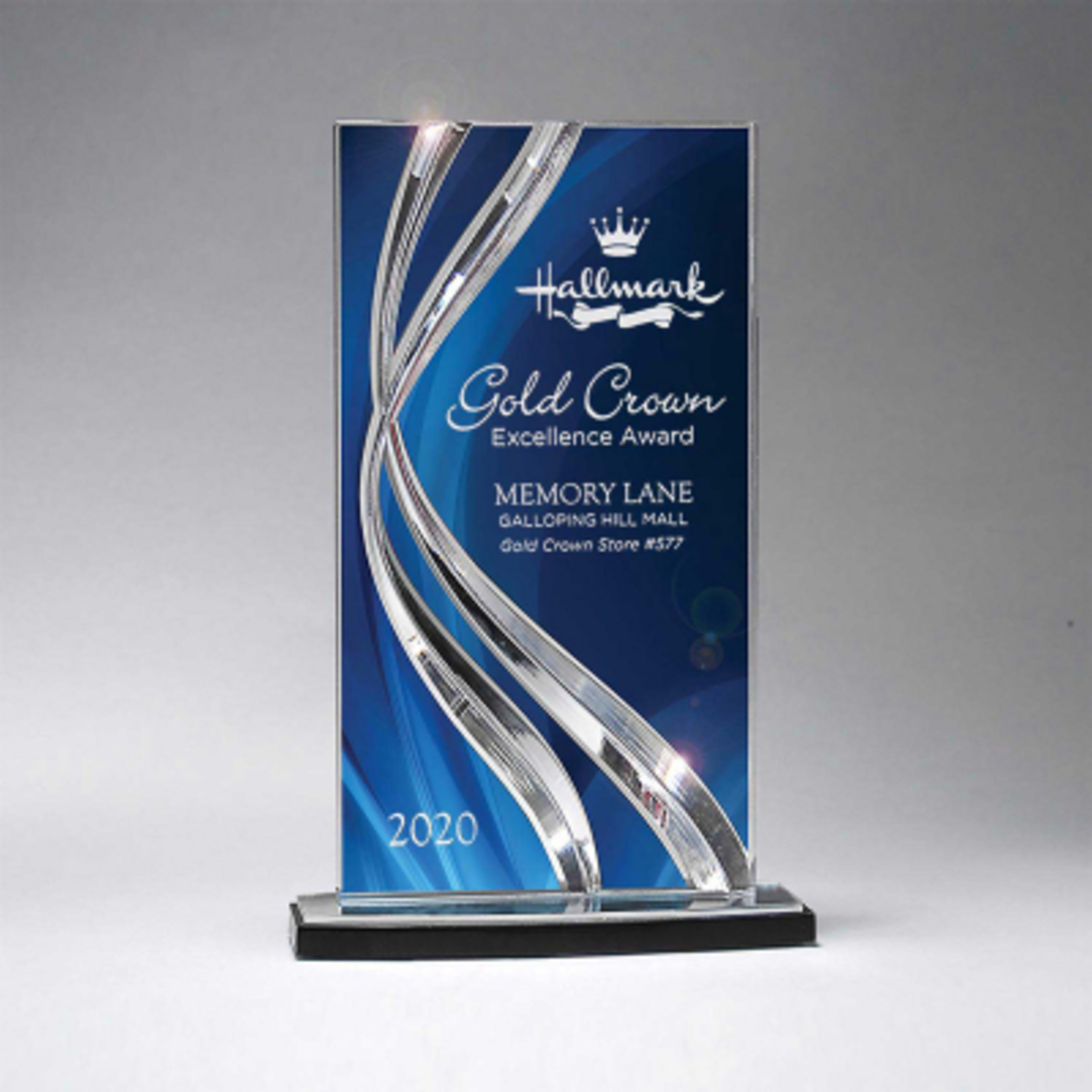 Lucite Acrylic Award Sweeping Ribbon Design - 6.25 x 9.5 in - Group Shot - promotional product with custom logo