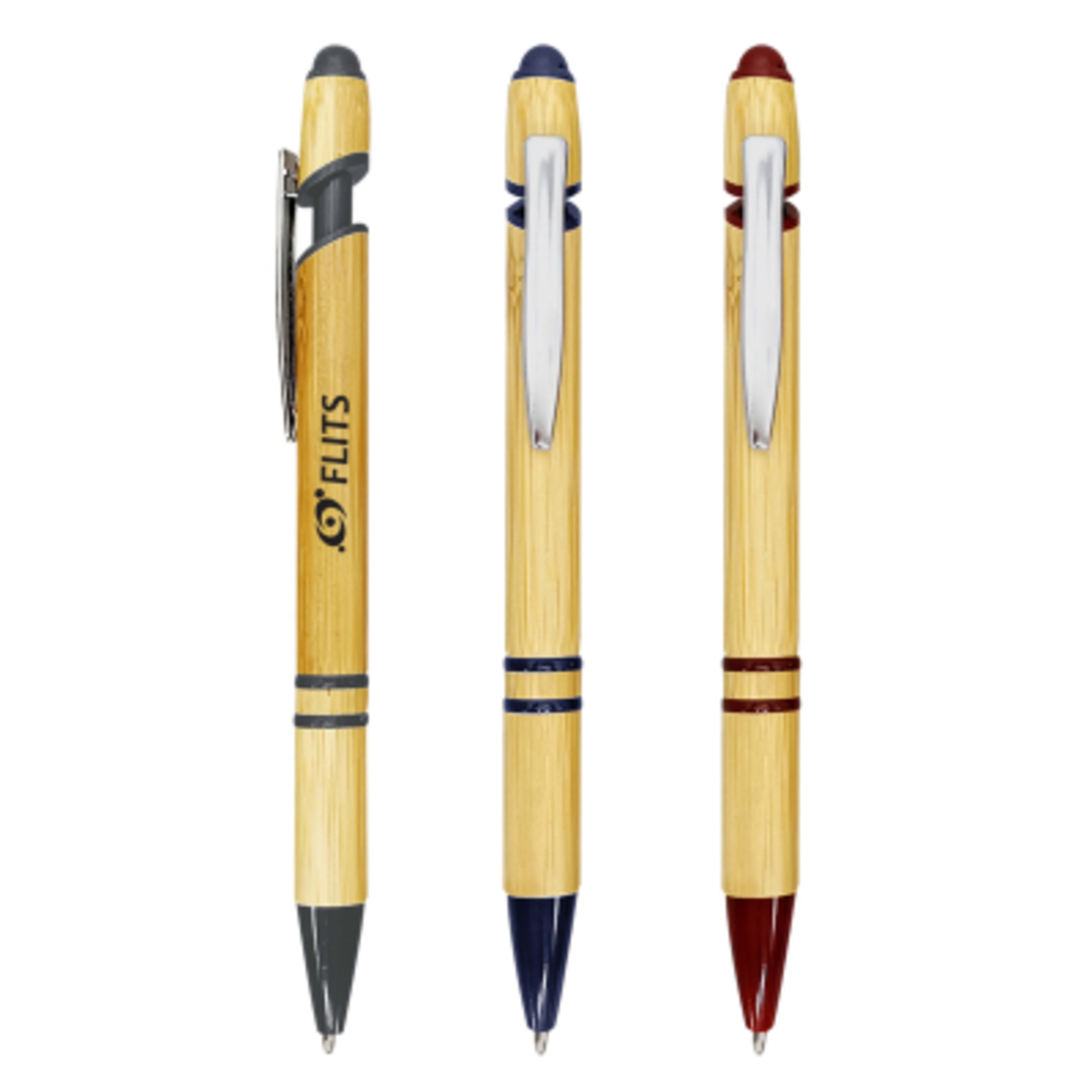 Carter Pen Bamboo Design Plunger Action - 5.75 in - Group Shot - promotional product with custom logo