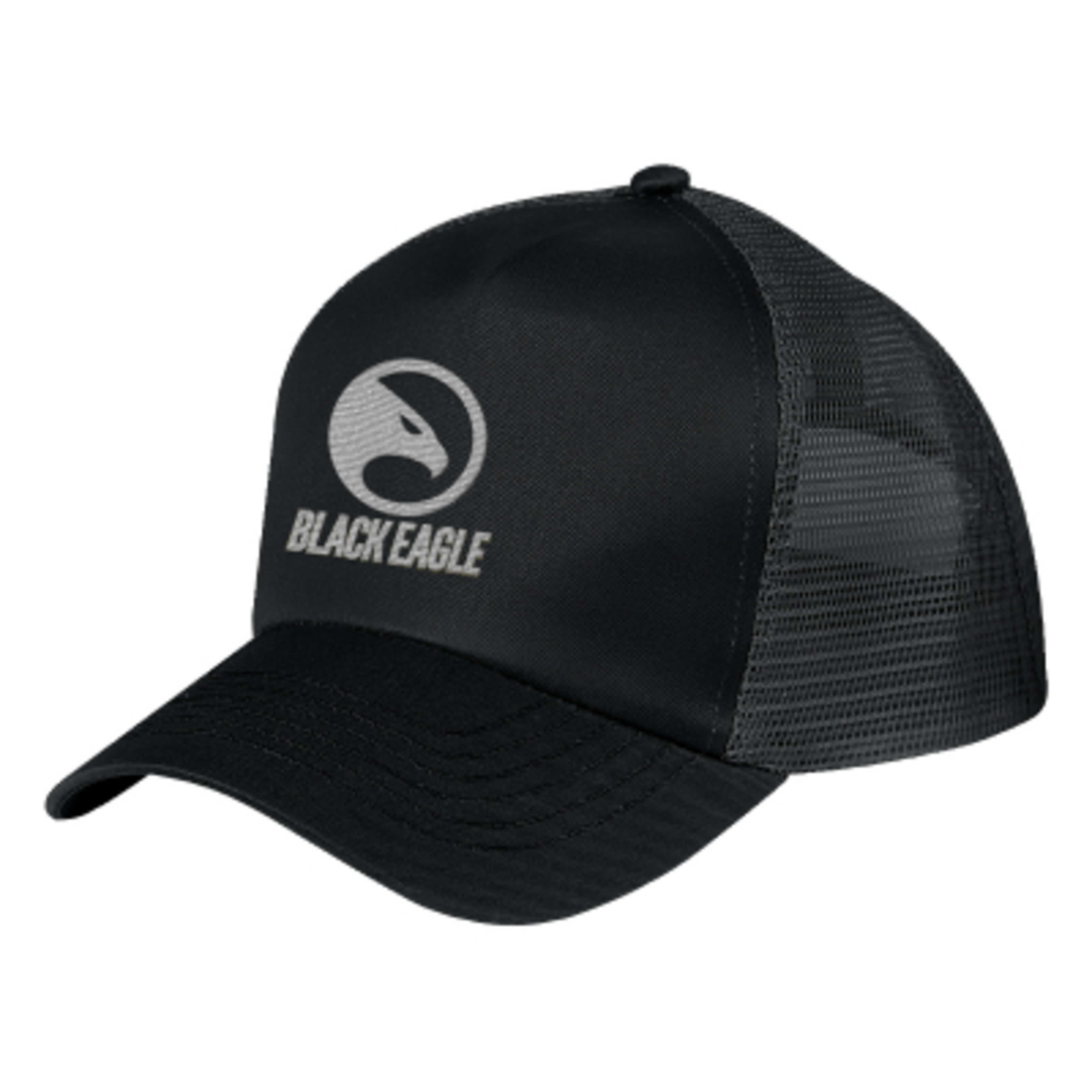 Baseball Cap 5 Panel Mesh Back Cotton Twill (One Size) - Black - Embroidery - product view 3