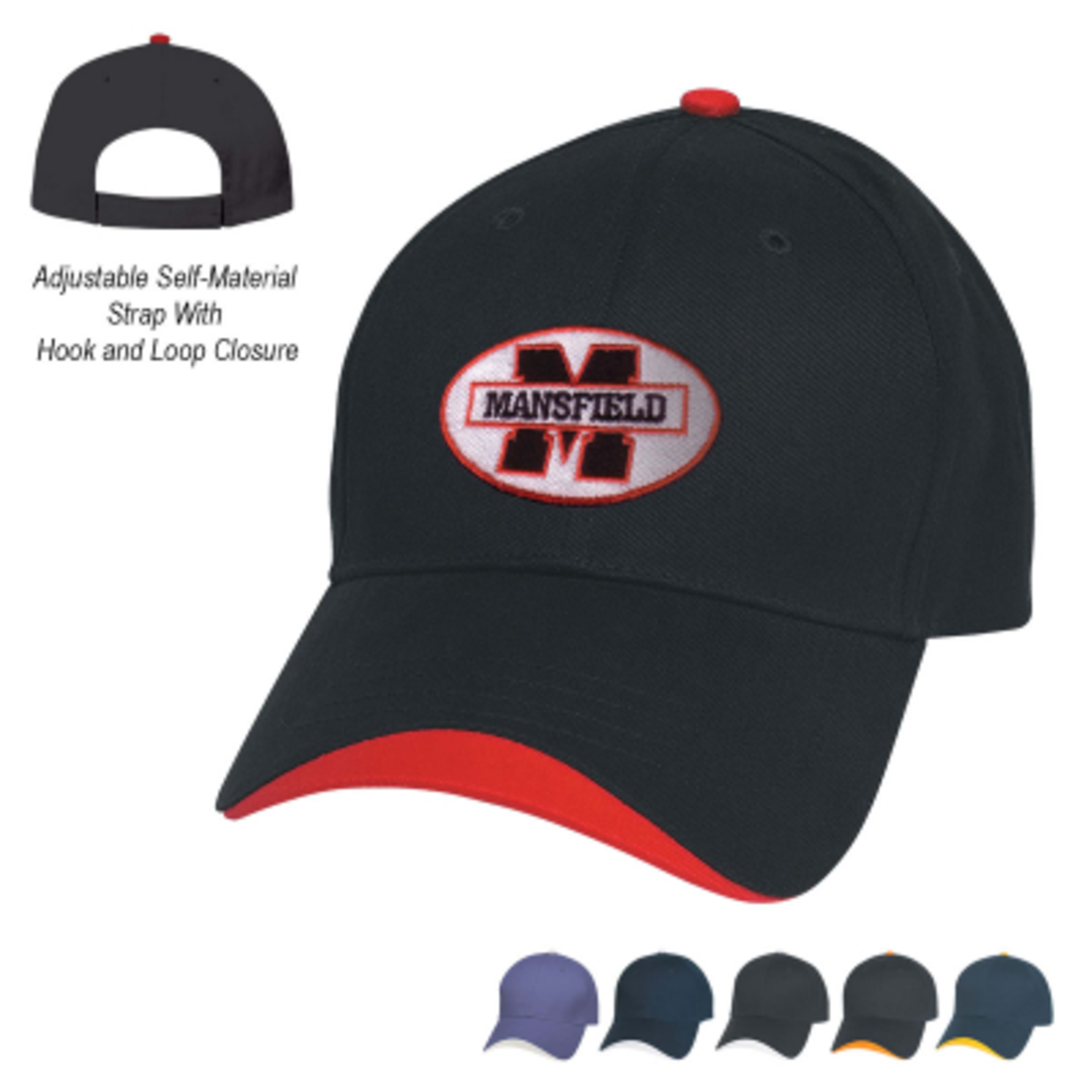 Custom Baseball Cap Wave Sandwich Cotton Twill - 6 Panel - Group Shot - product view 3